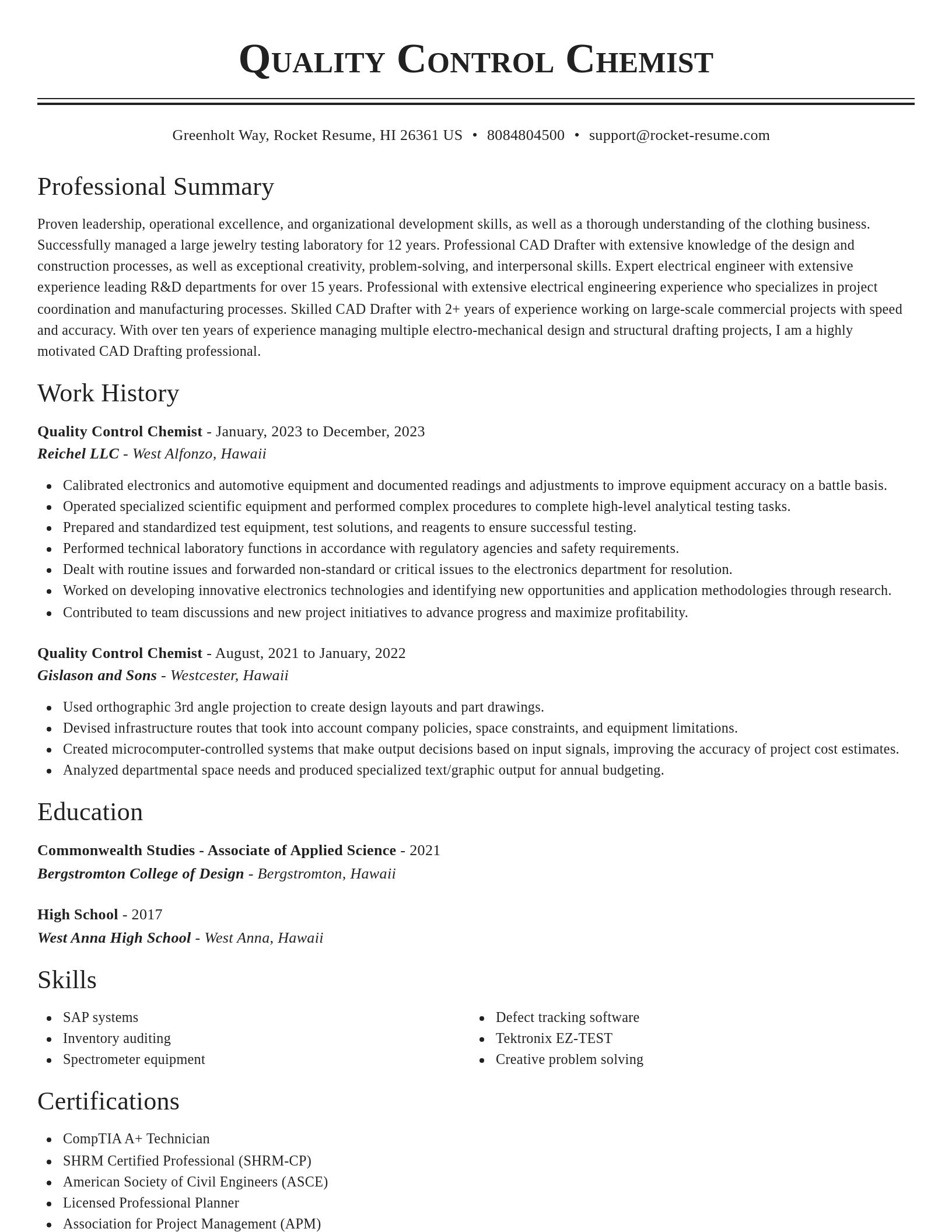 Classic resume template