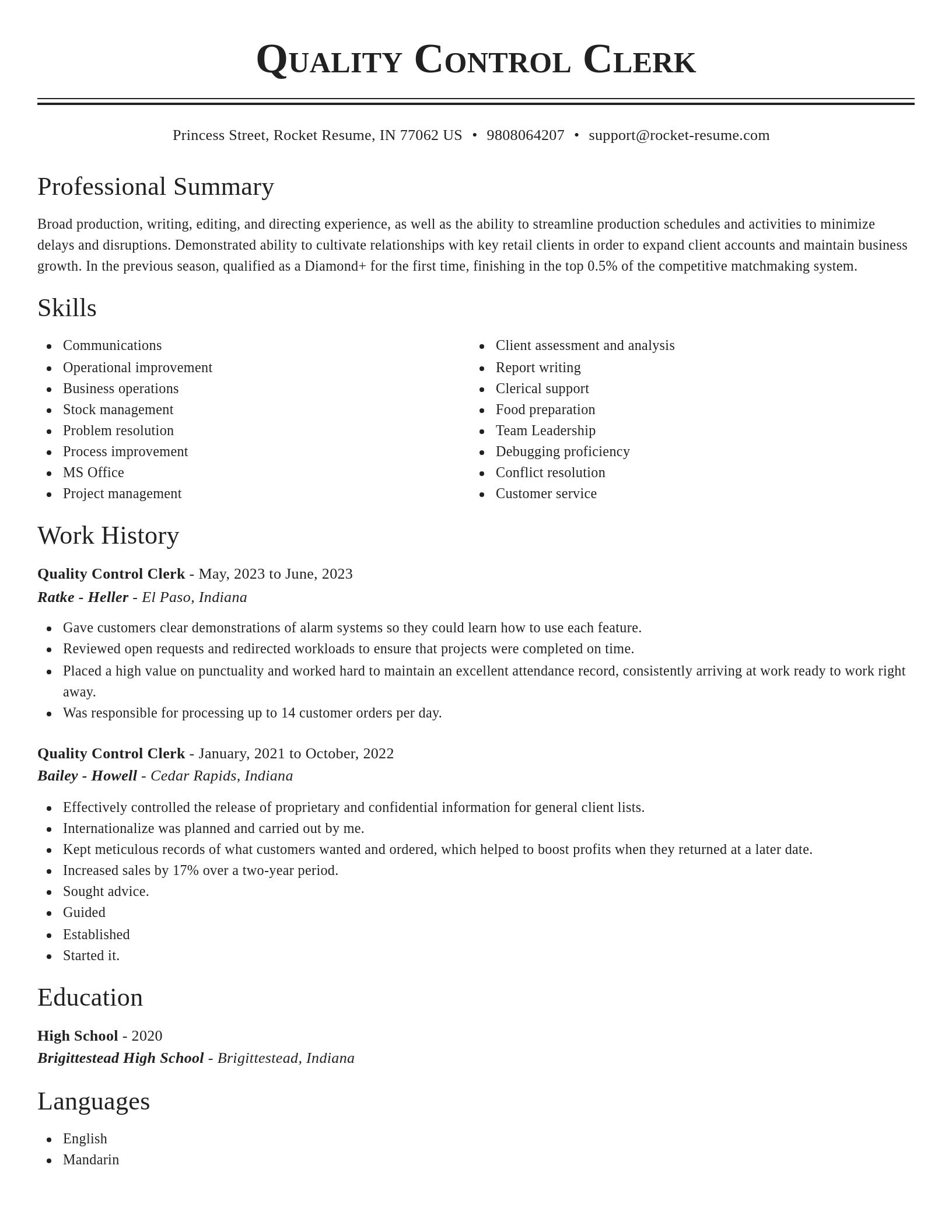 Classic resume template