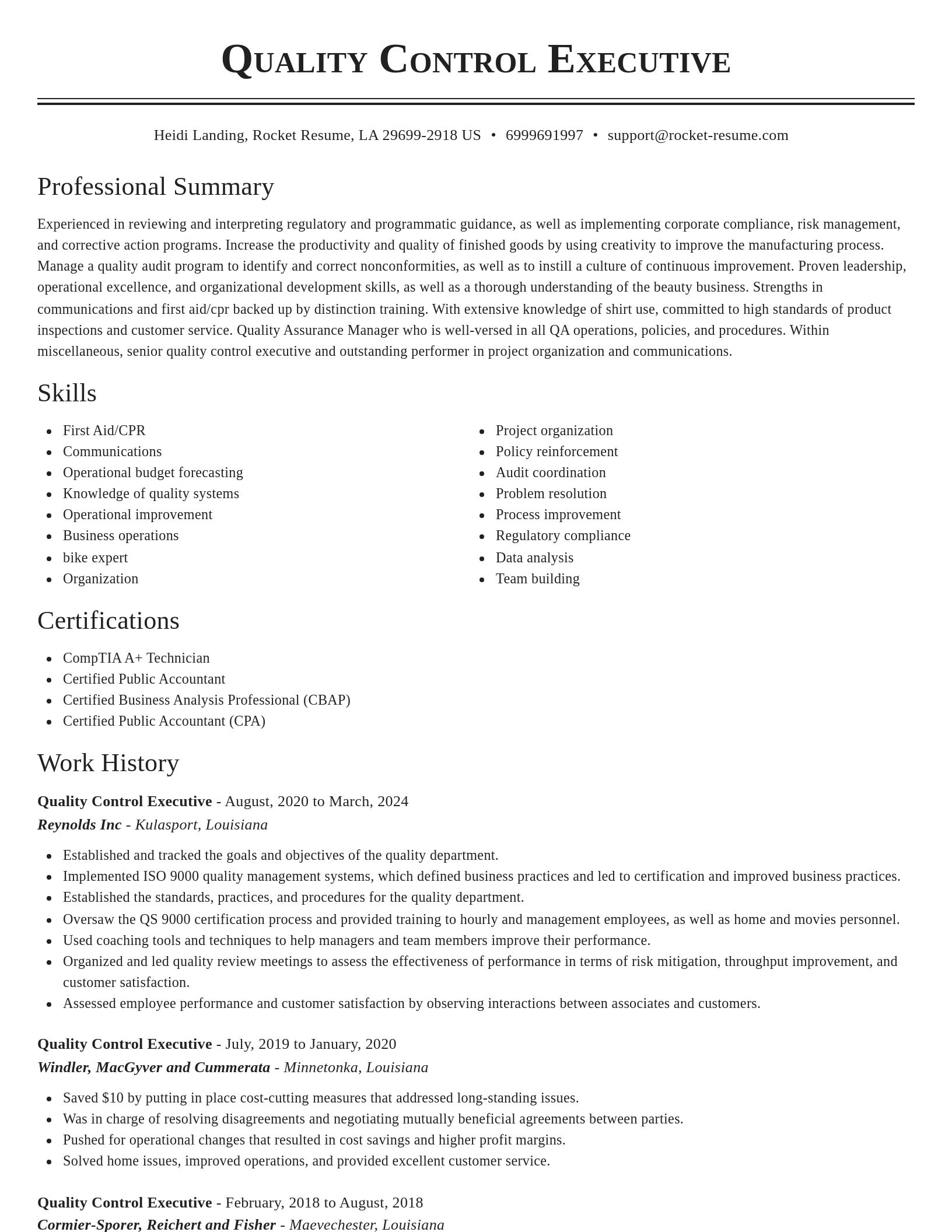 Classic resume template