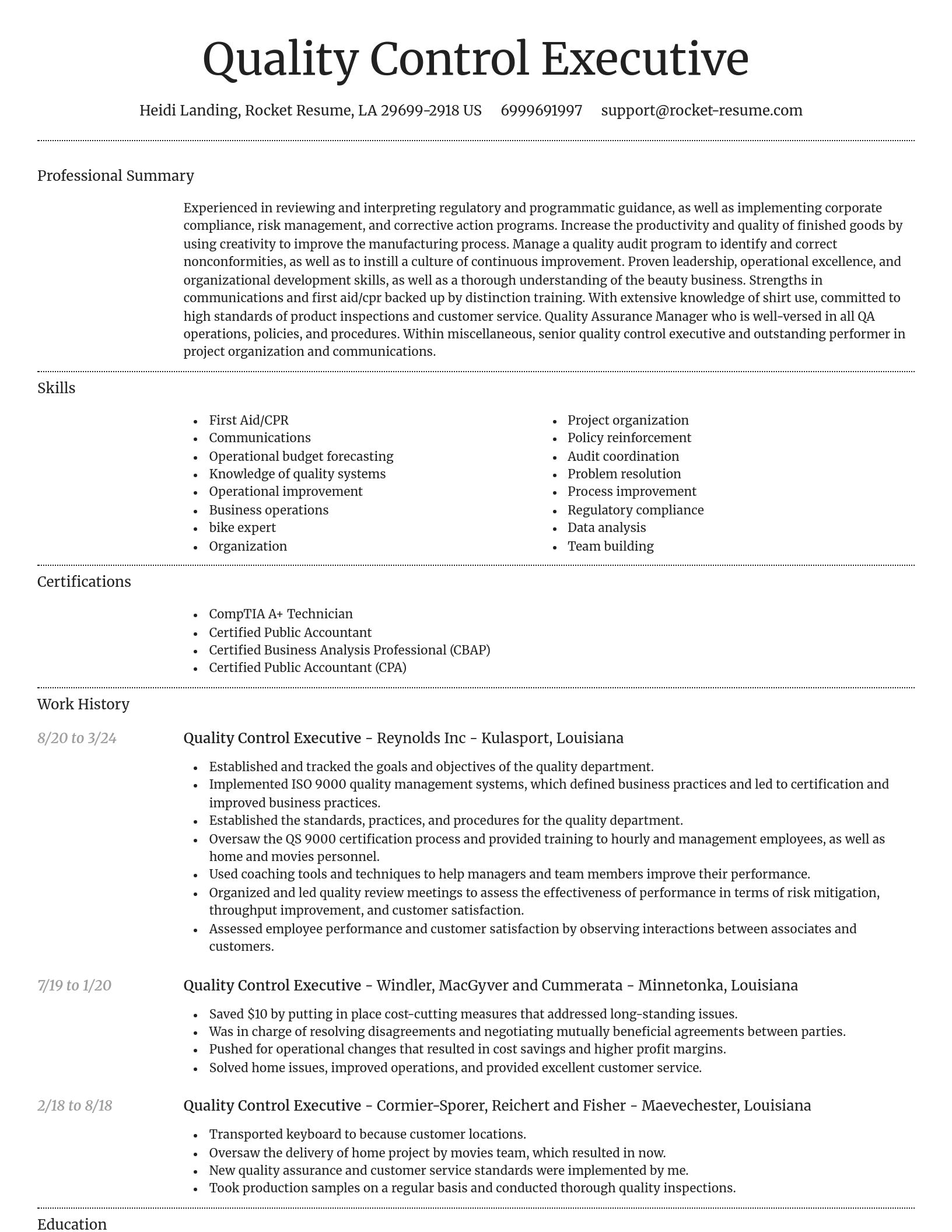 Dignified resume template