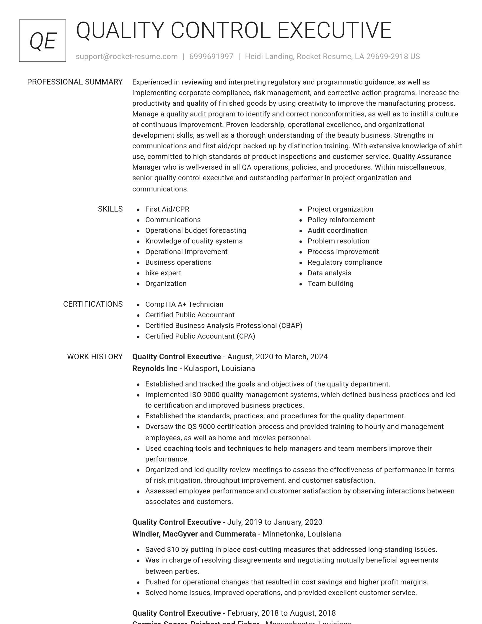 Renowned resume template