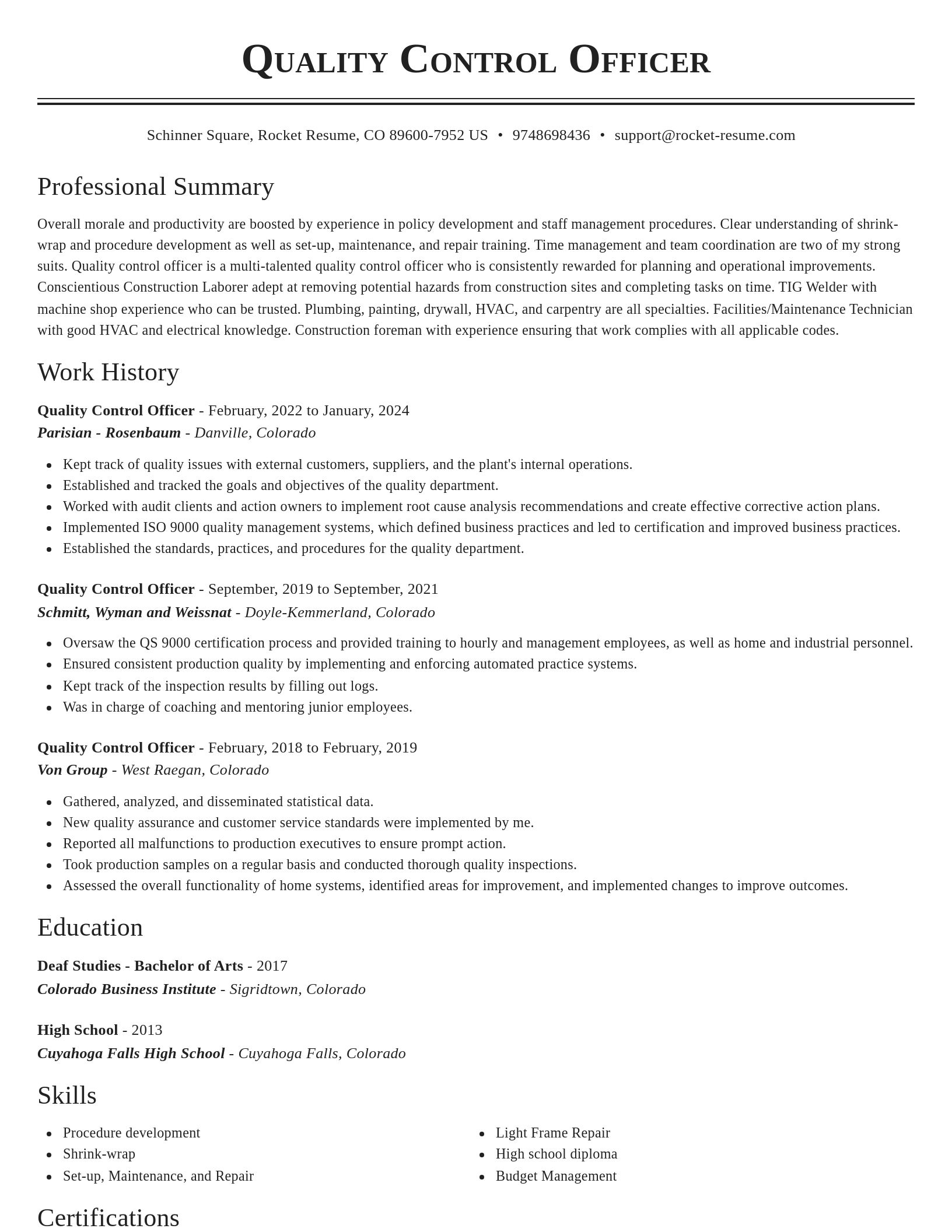 Classic resume template