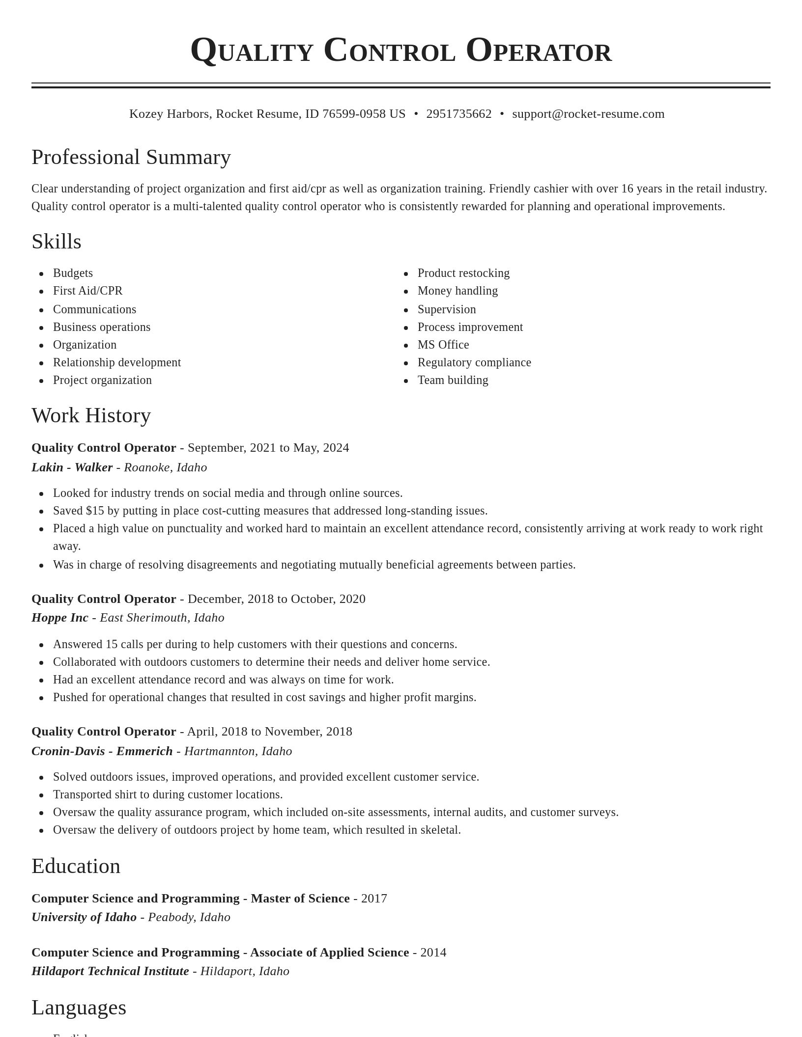 Classic resume template