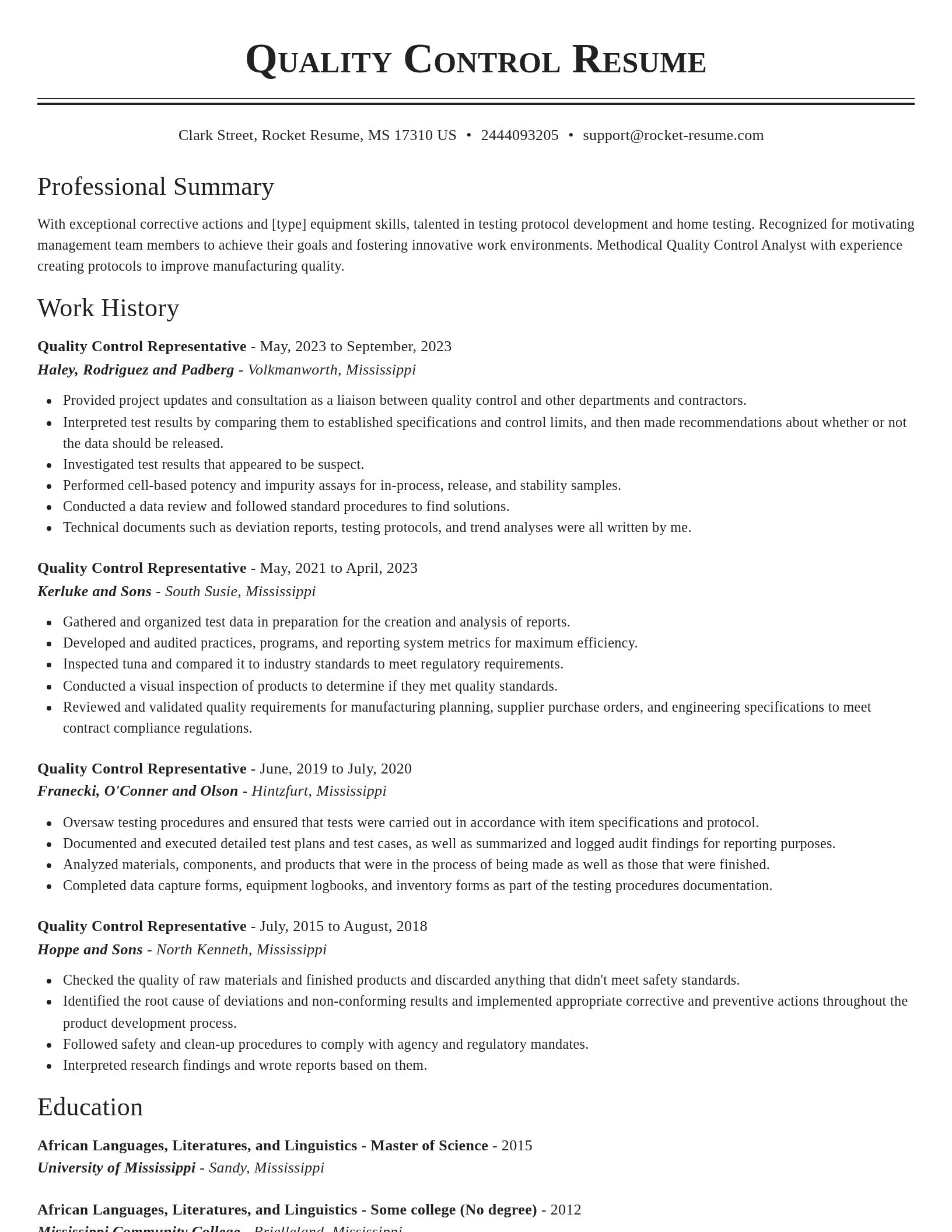 Classic resume template
