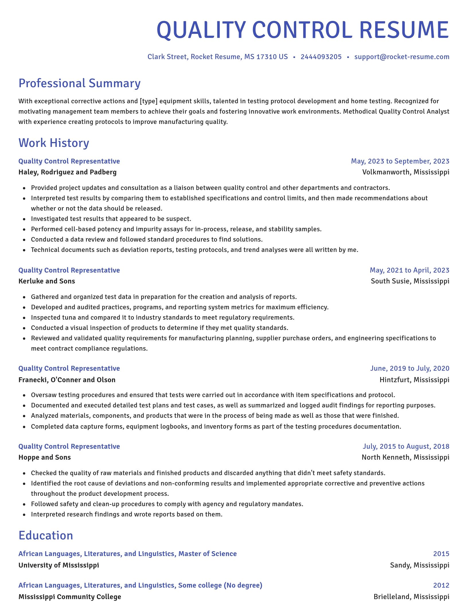 Novel resume template