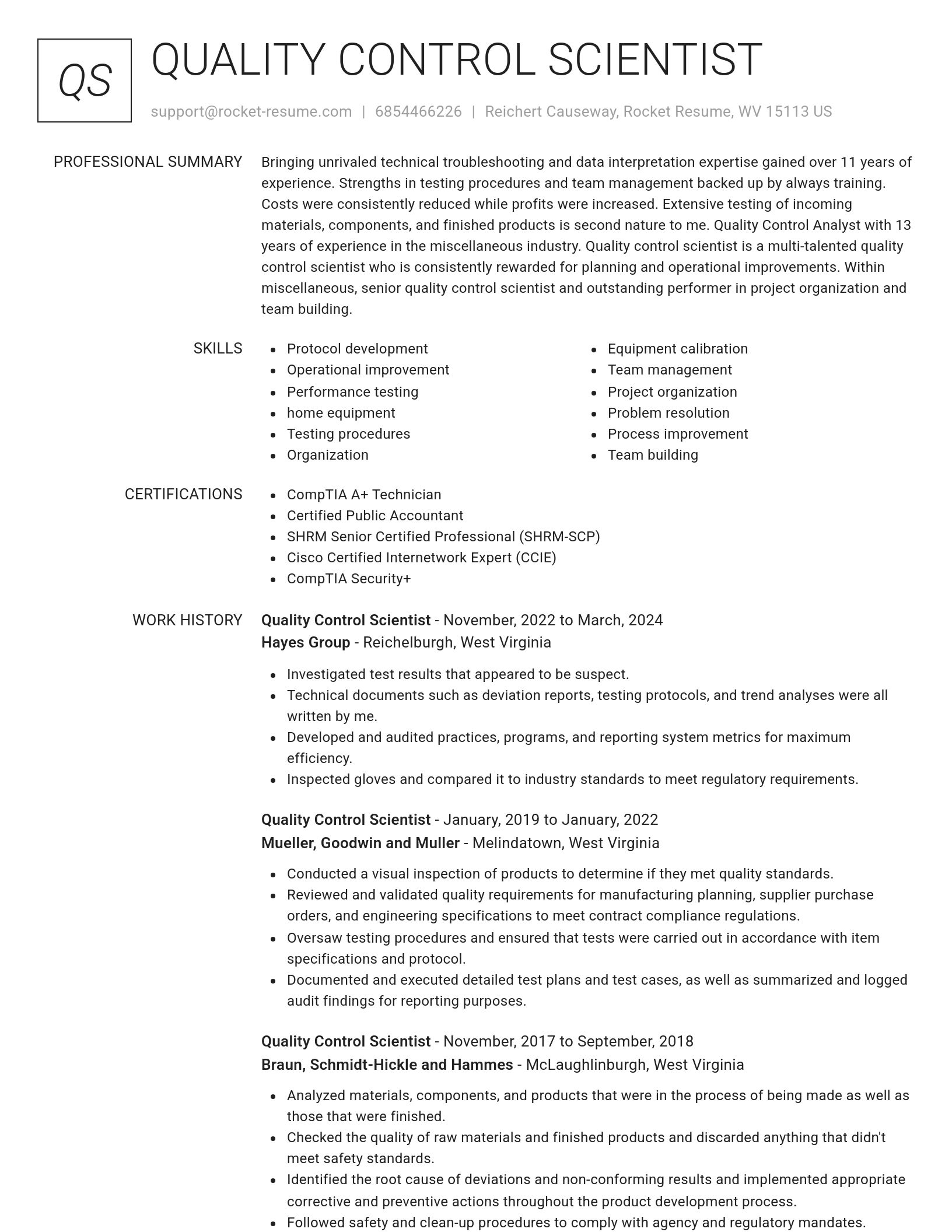 Renowned resume template
