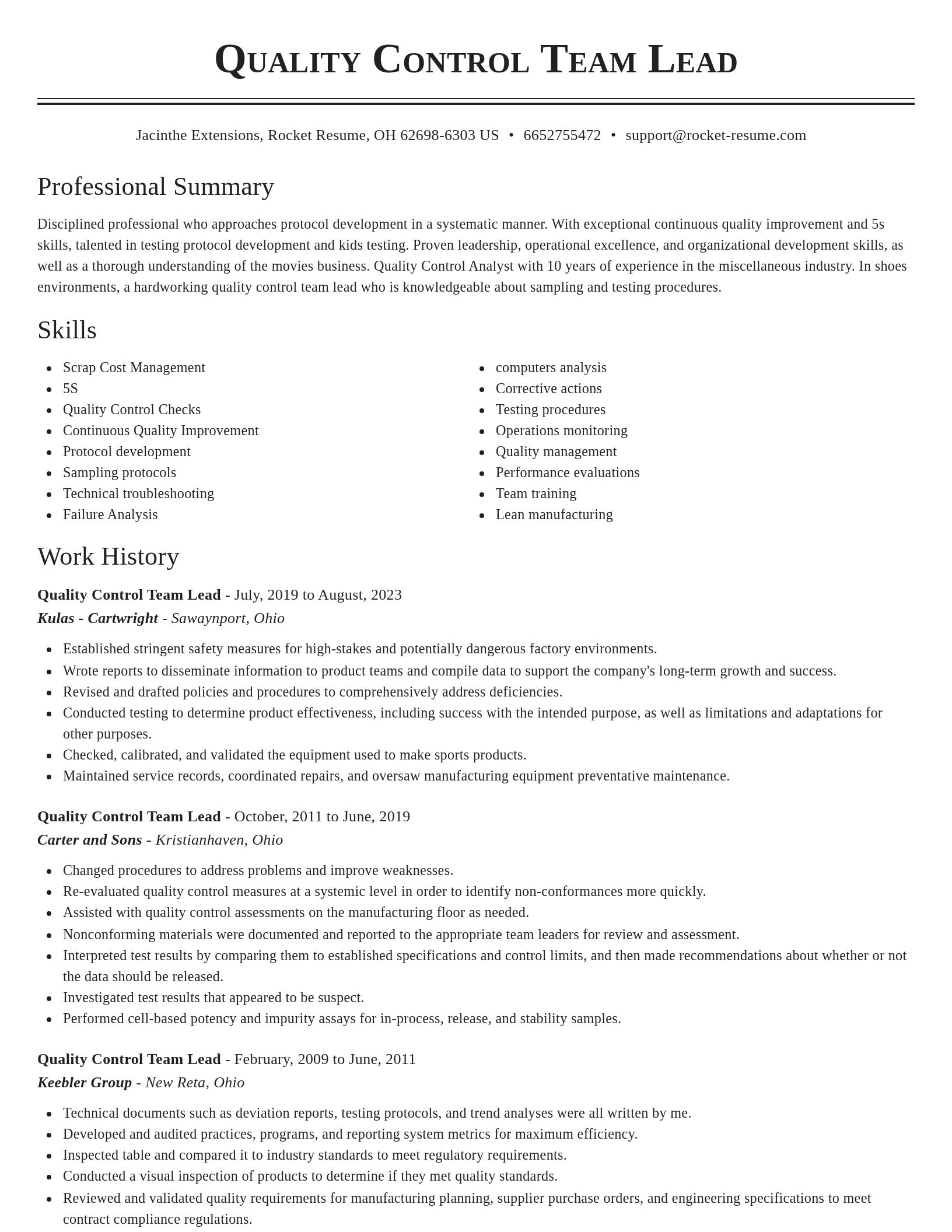 Classic resume template