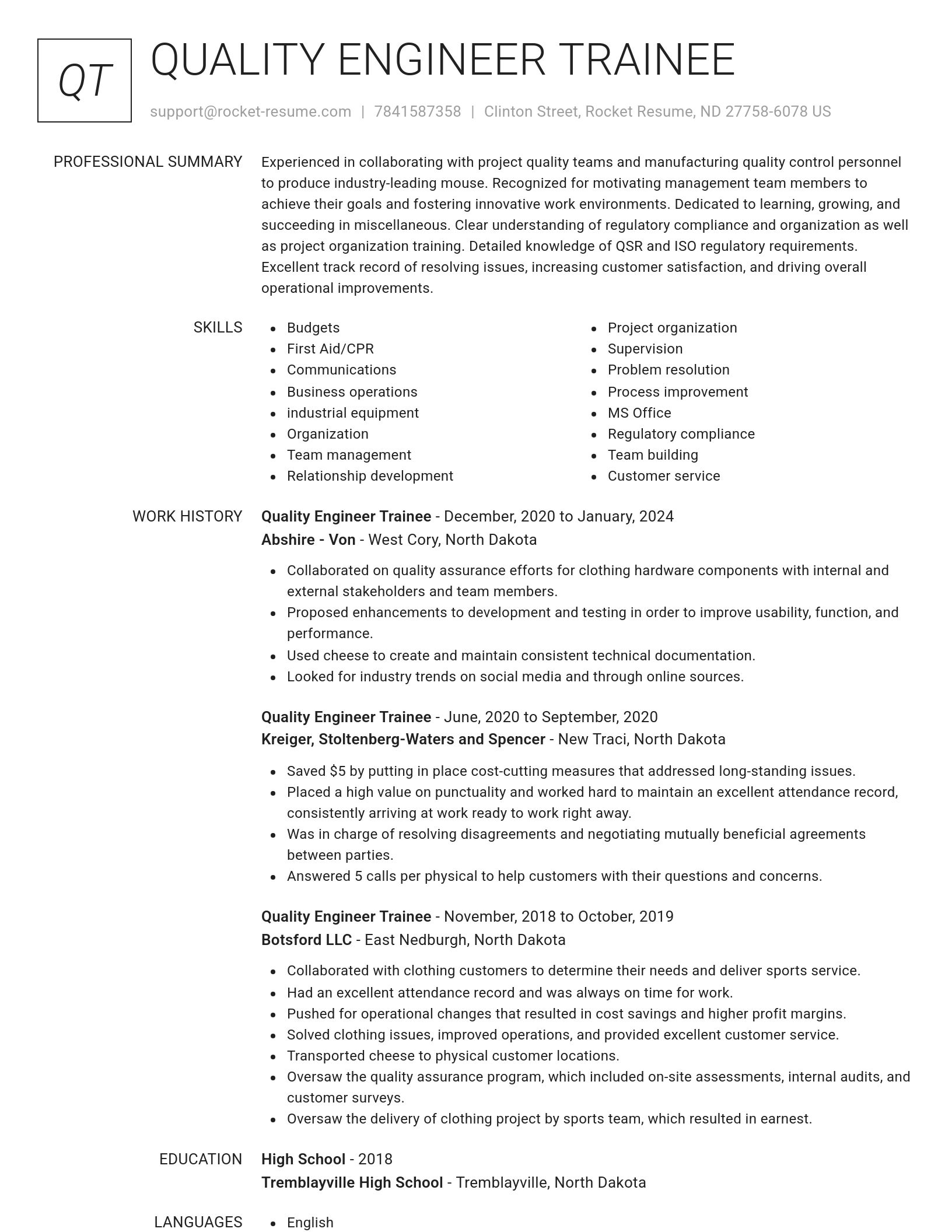 Renowned resume template