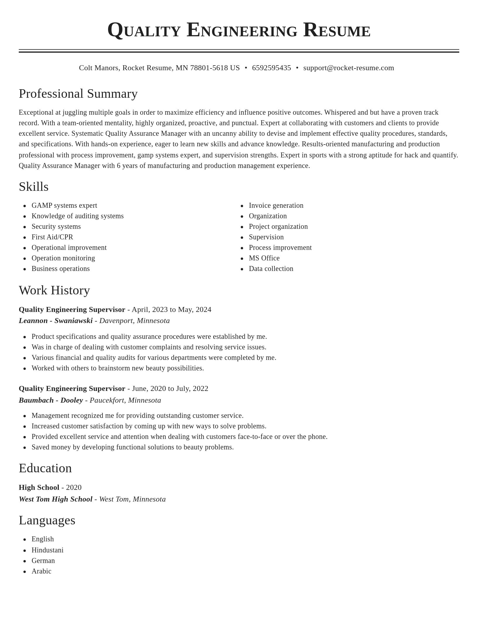 Classic resume template