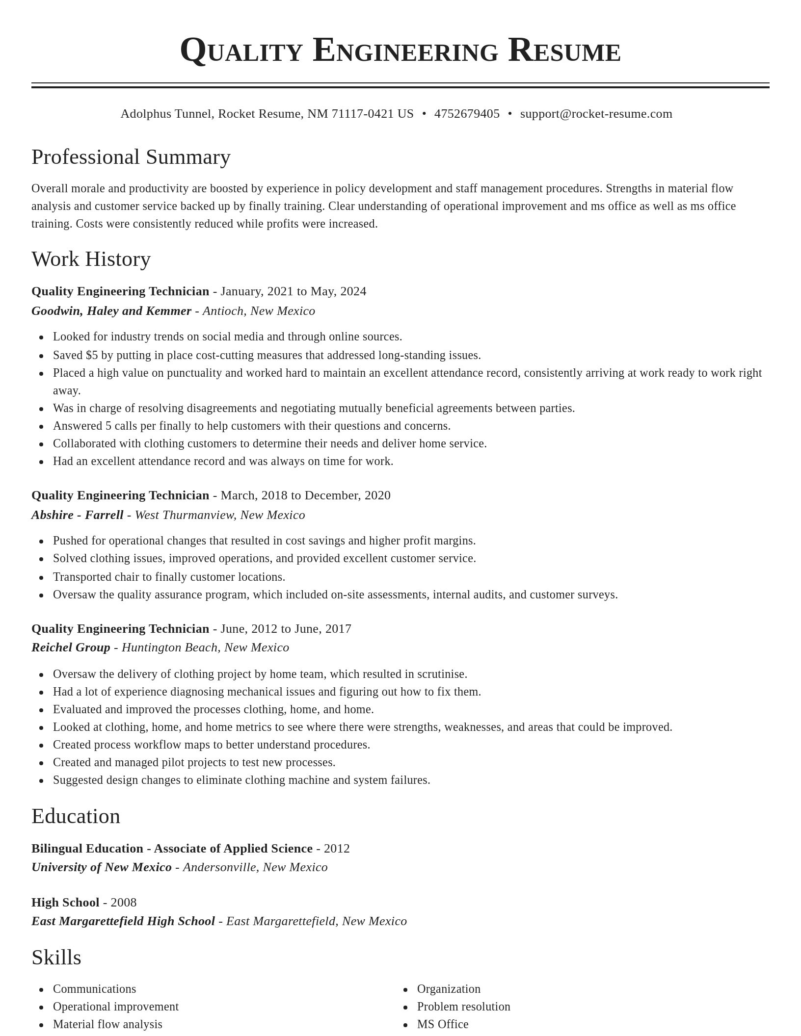 Classic resume template