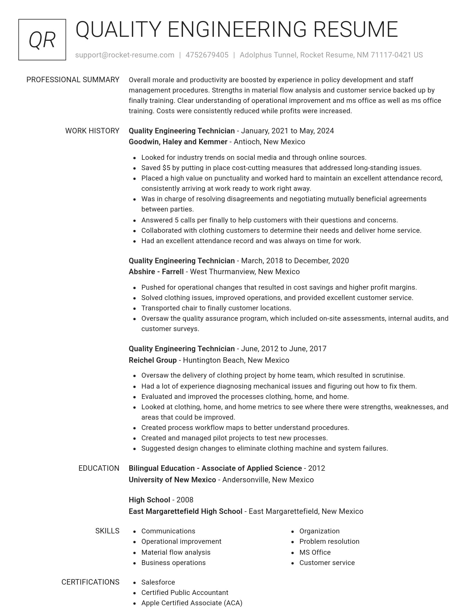 Renowned resume template