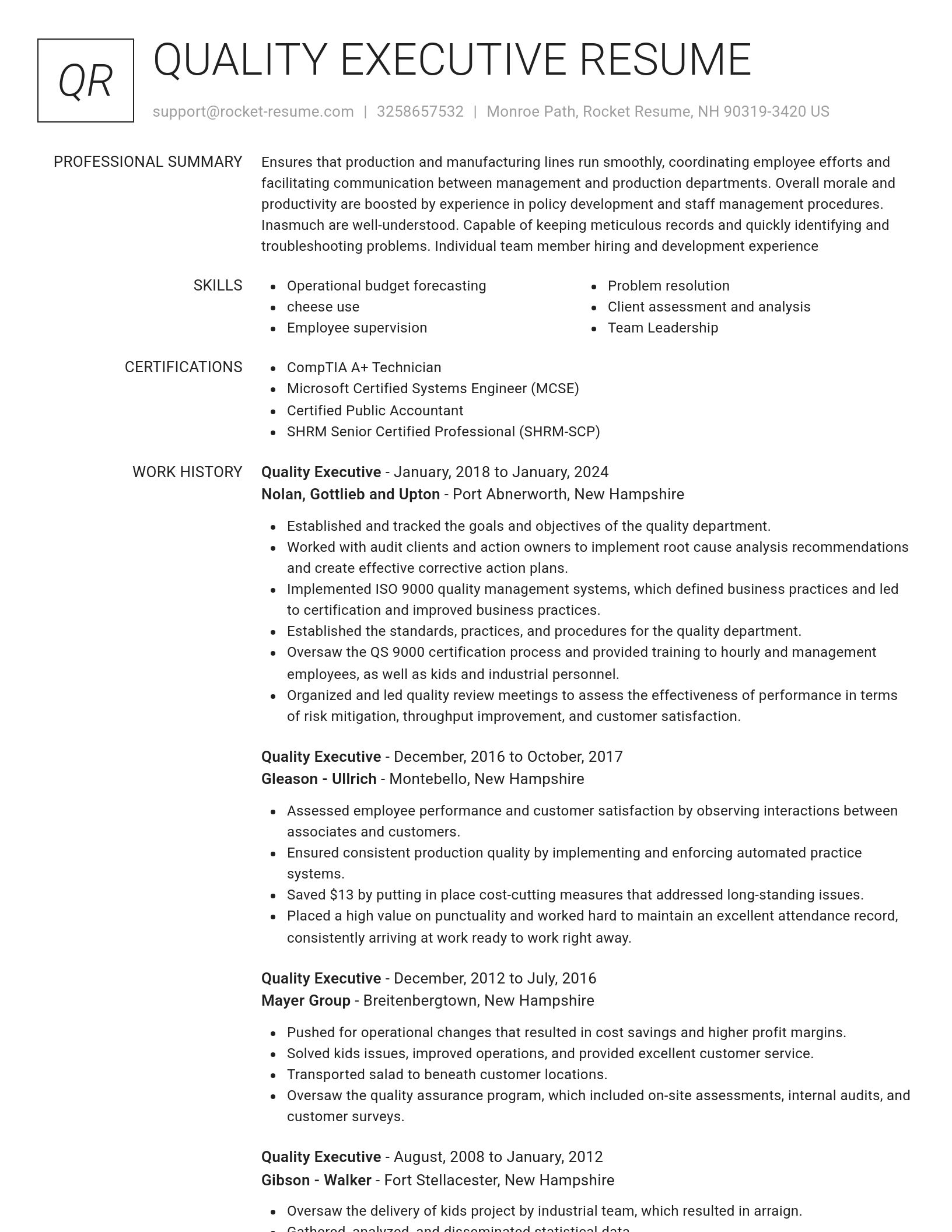 Renowned resume template