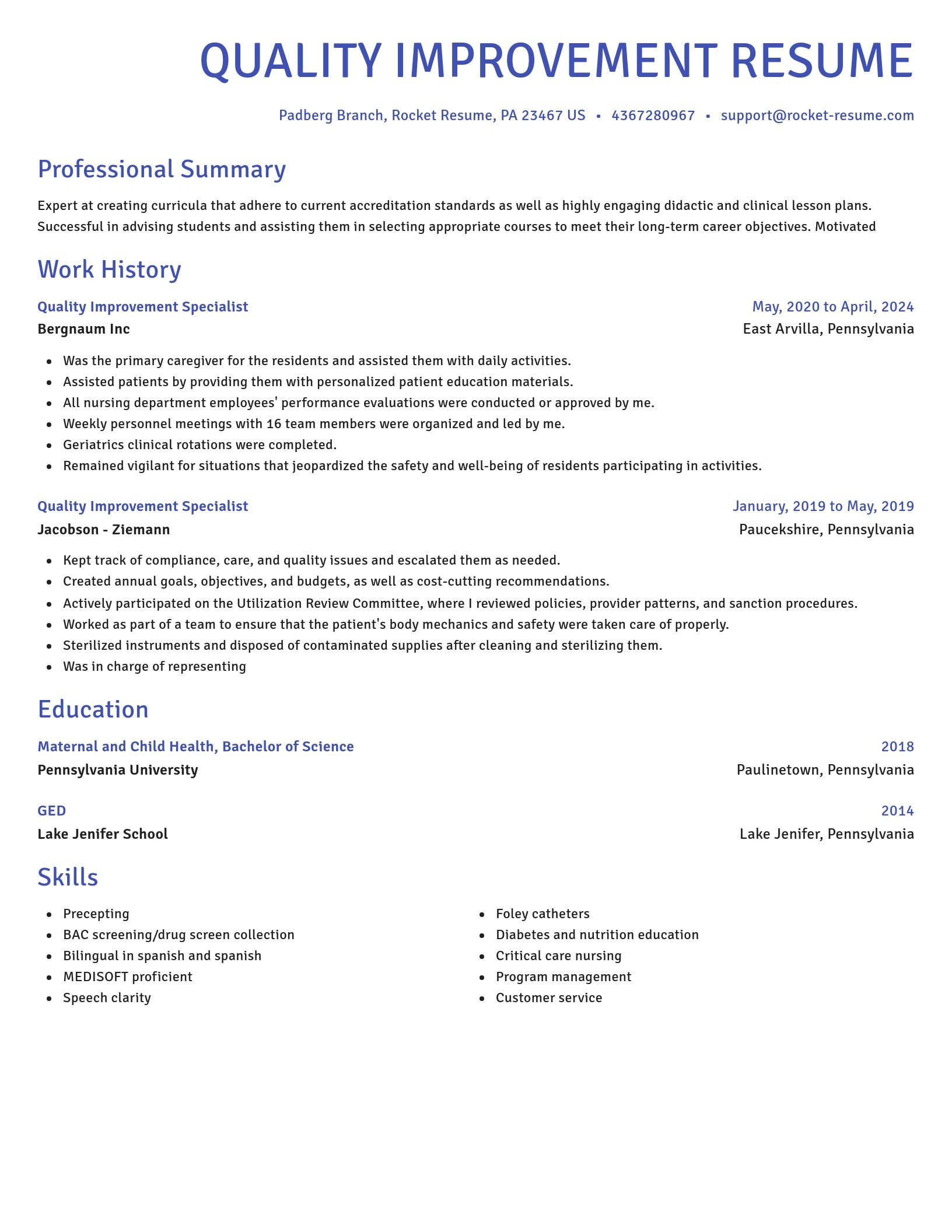 Novel resume template