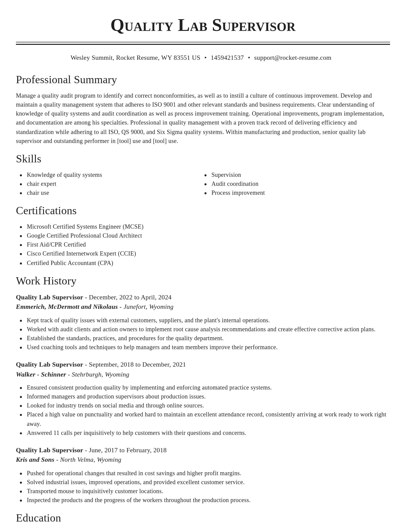 Classic resume template