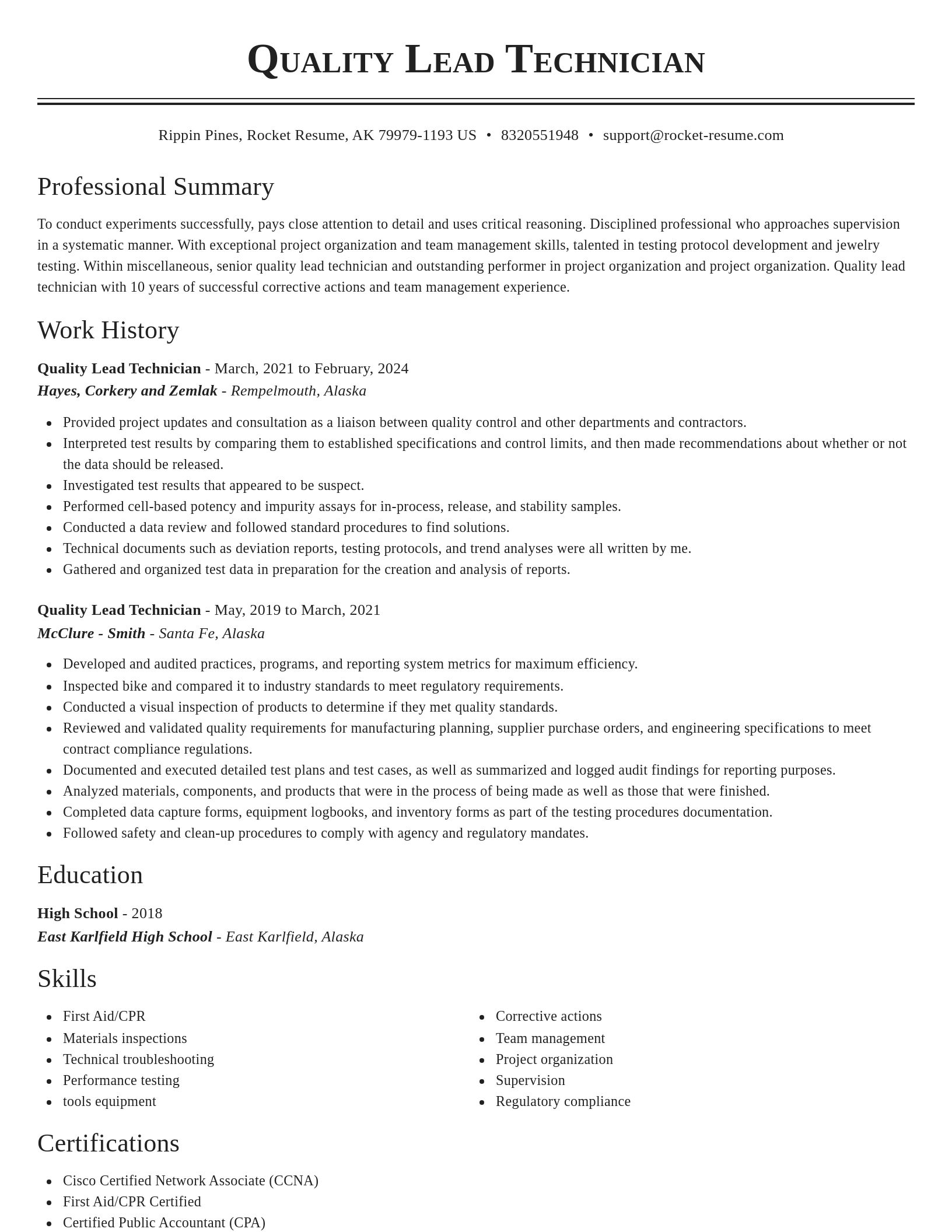 Classic resume template