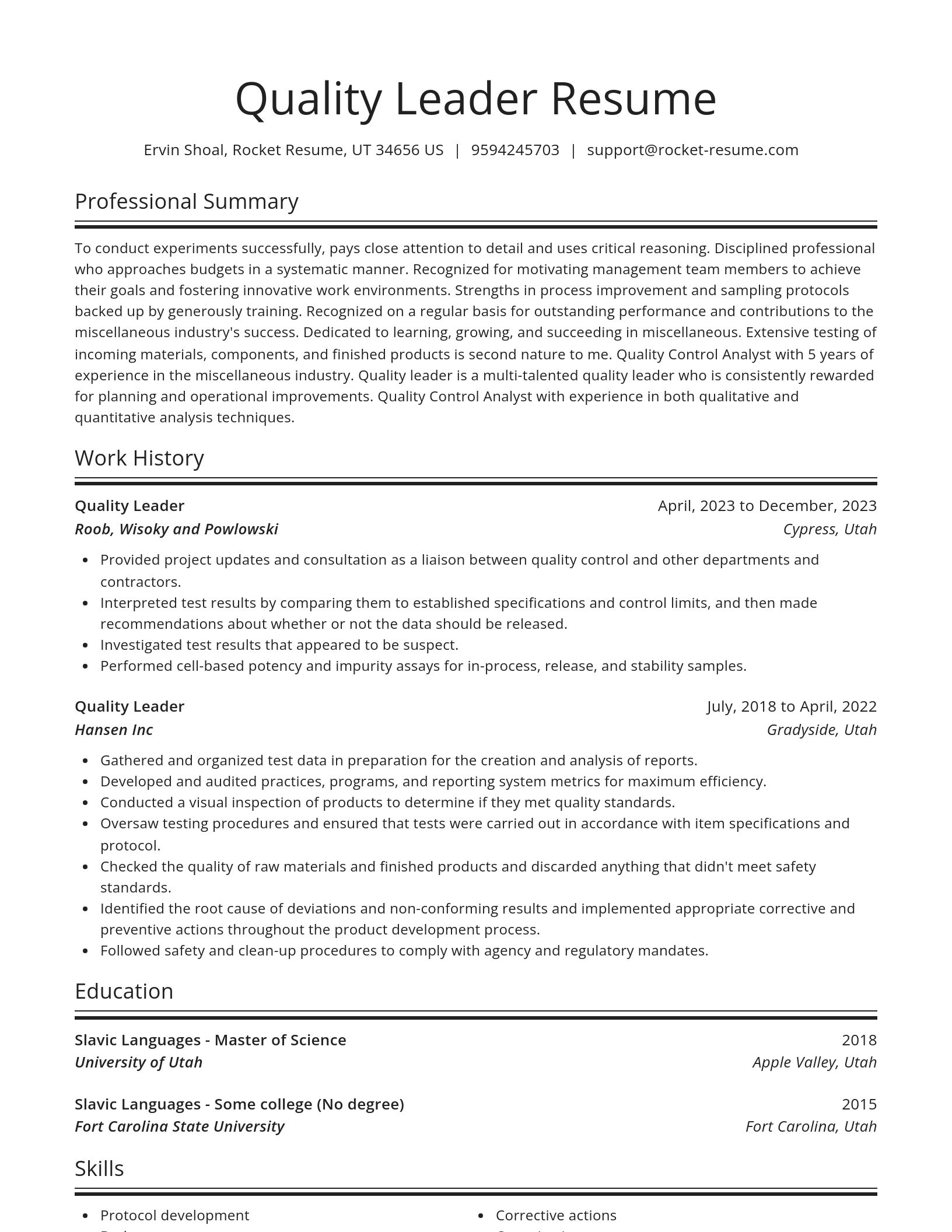 Spotlight resume template
