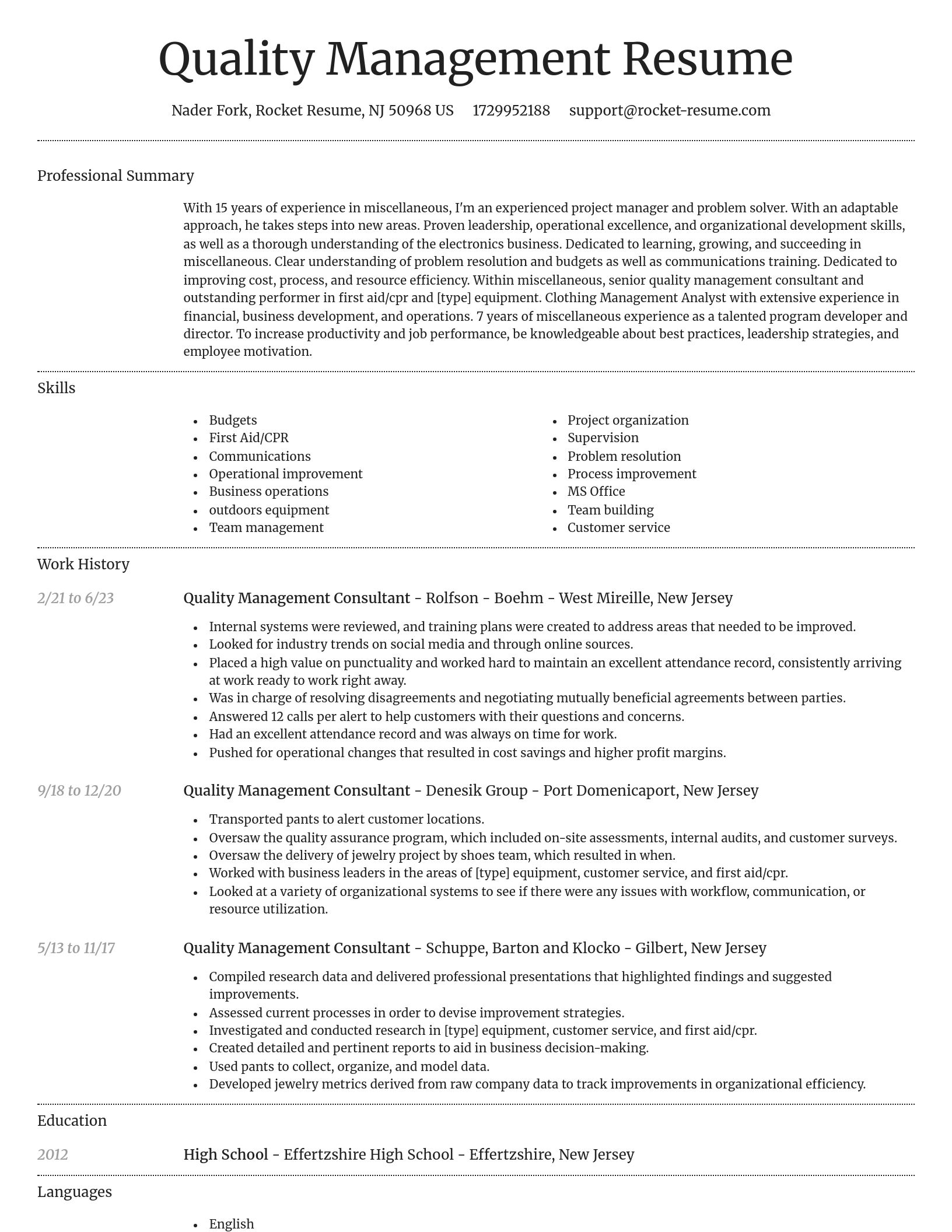 Dignified resume template