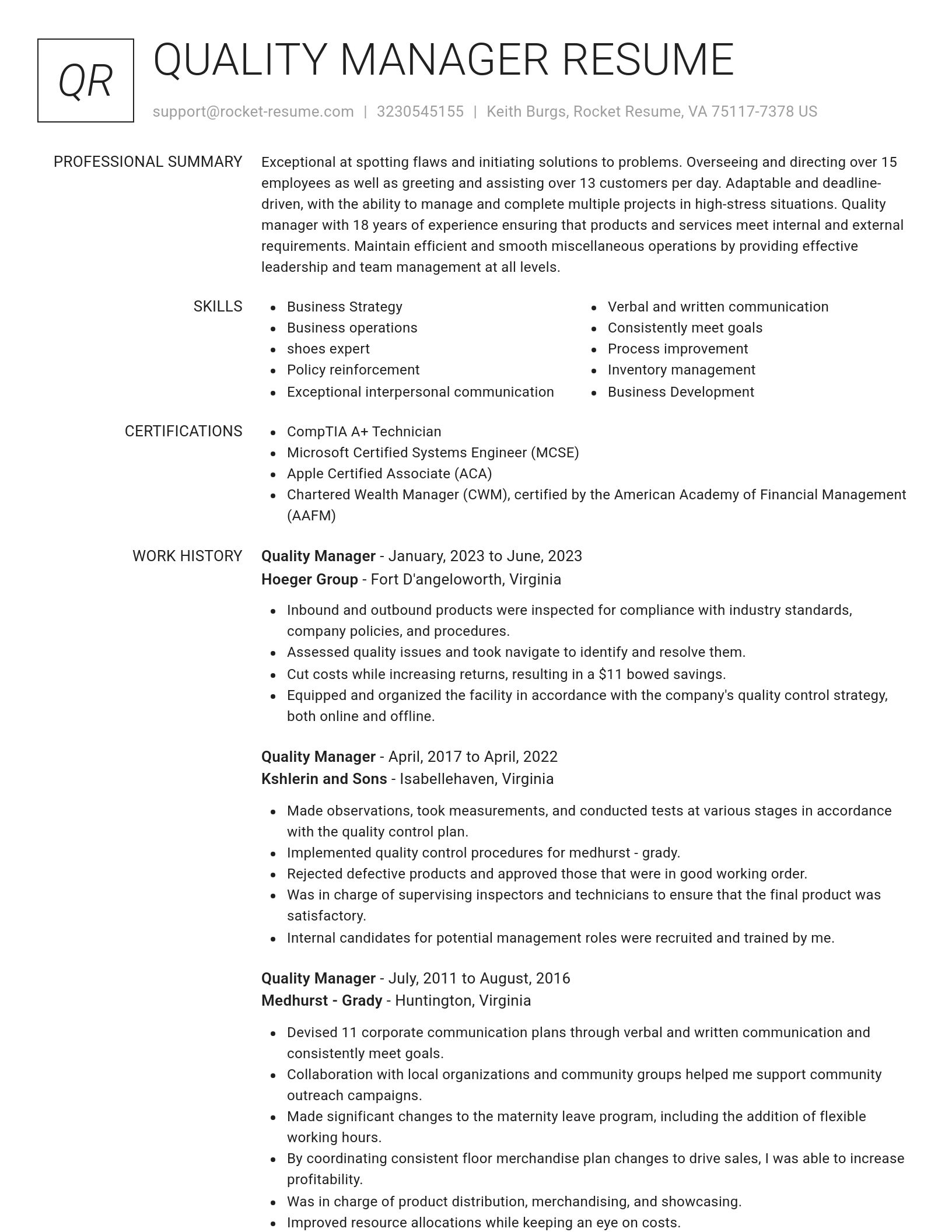Renowned resume template