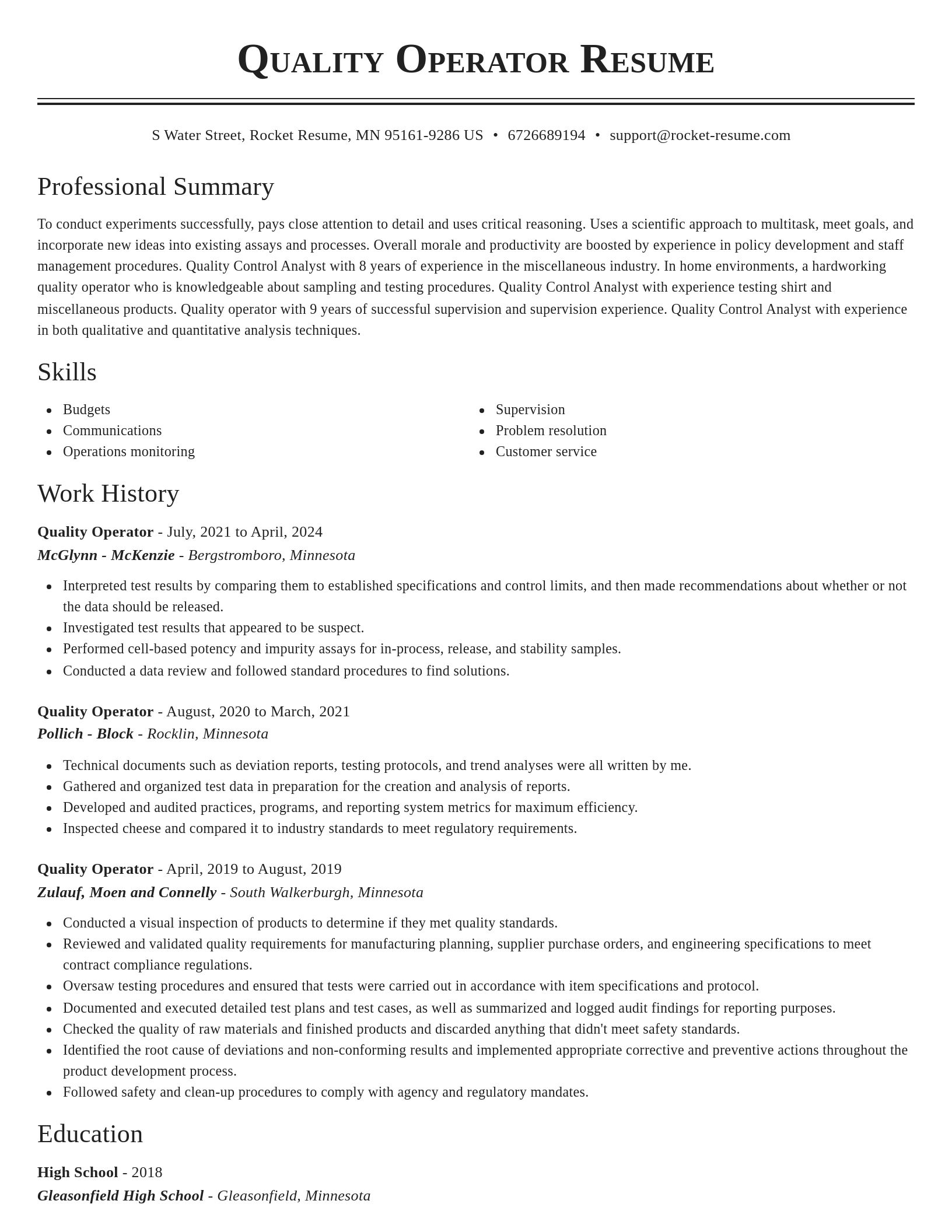 Classic resume template