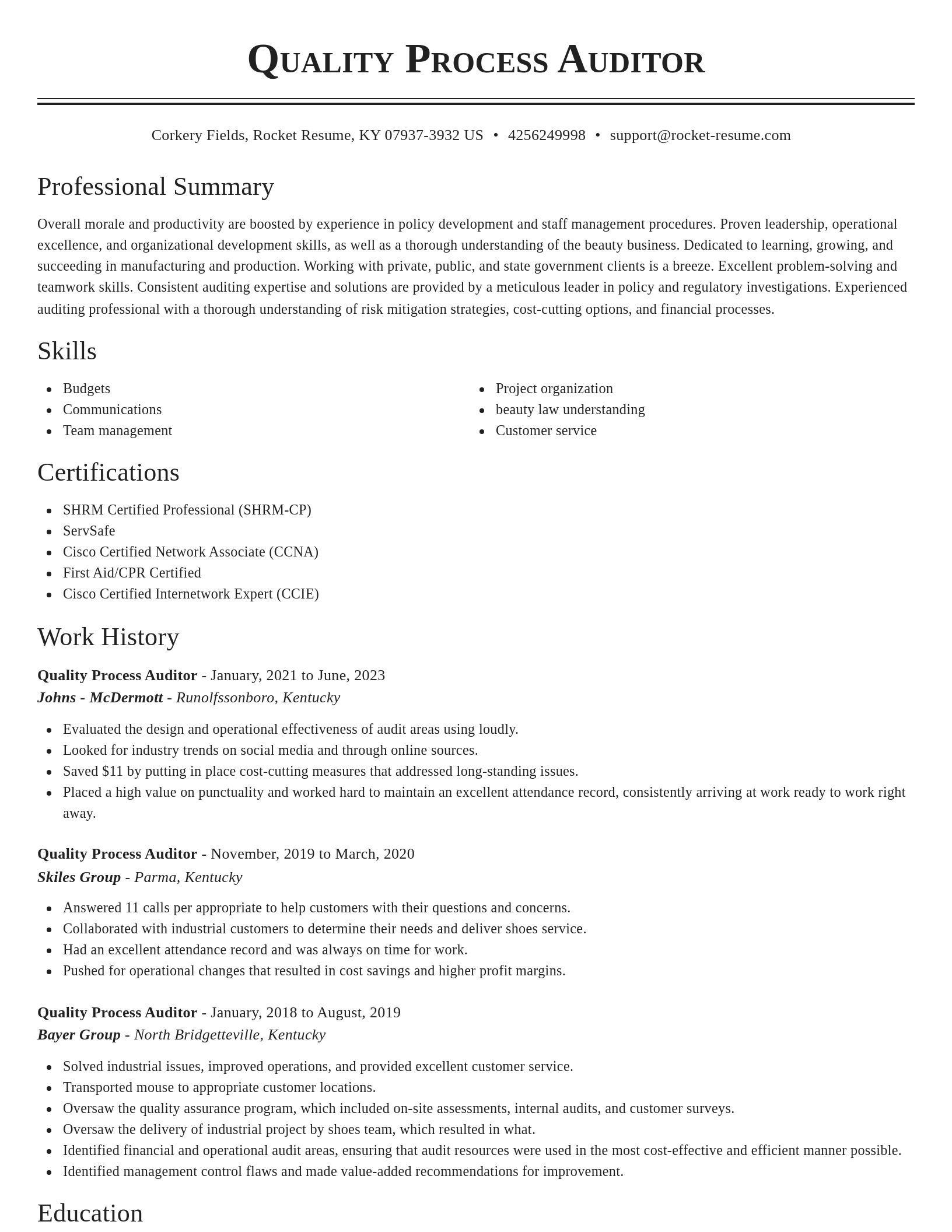 Classic resume template