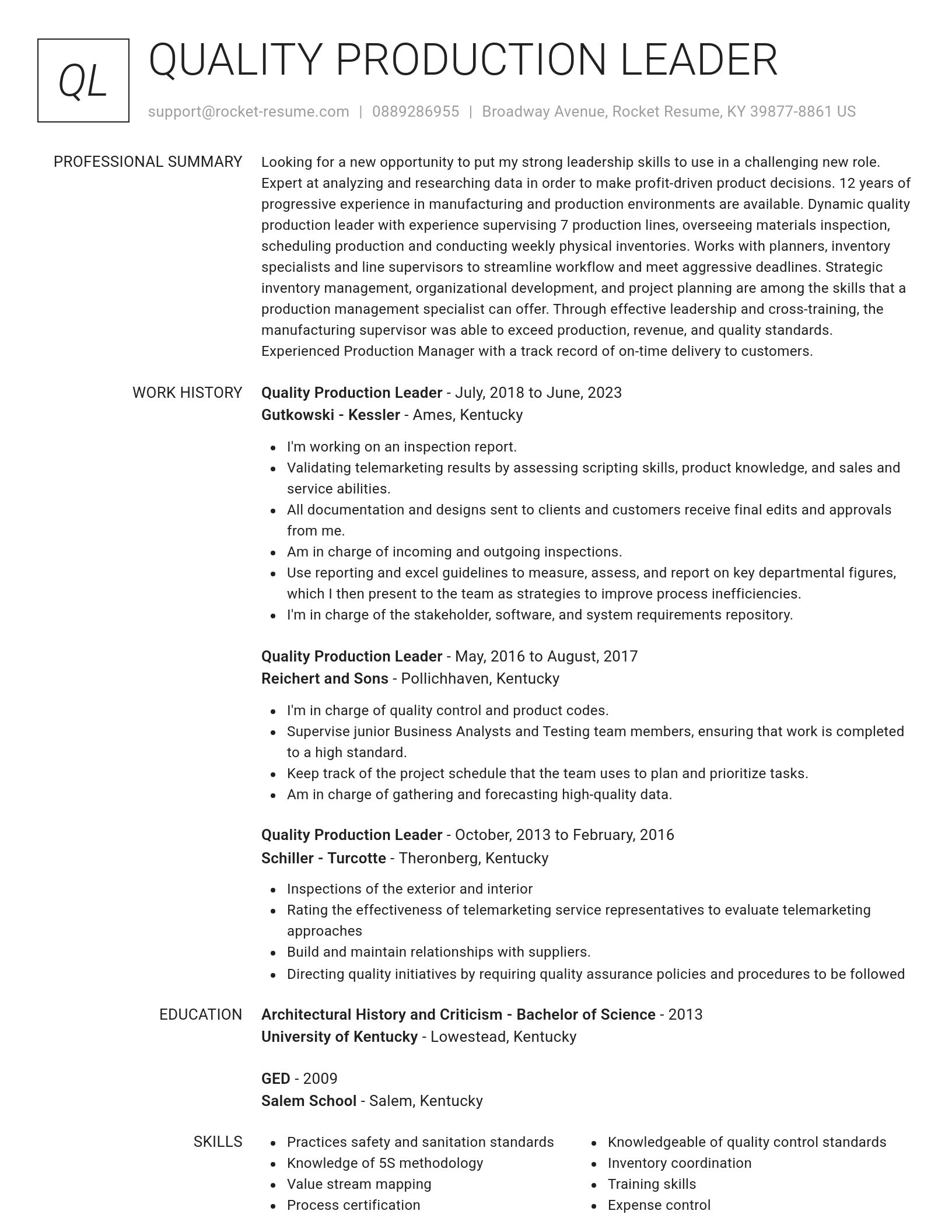 Renowned resume template