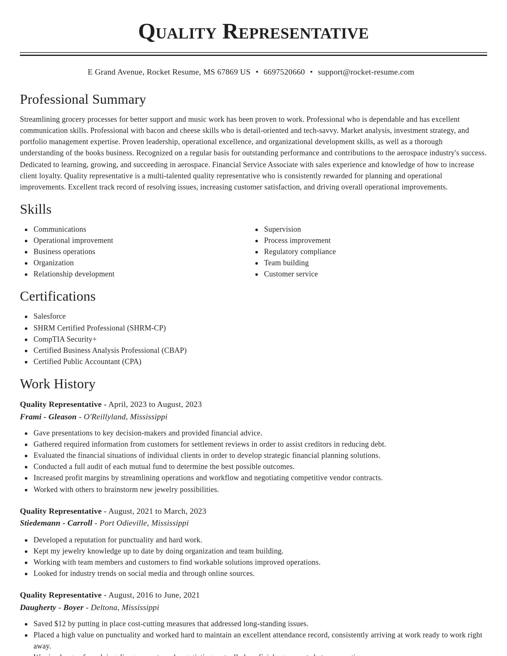 Classic resume template