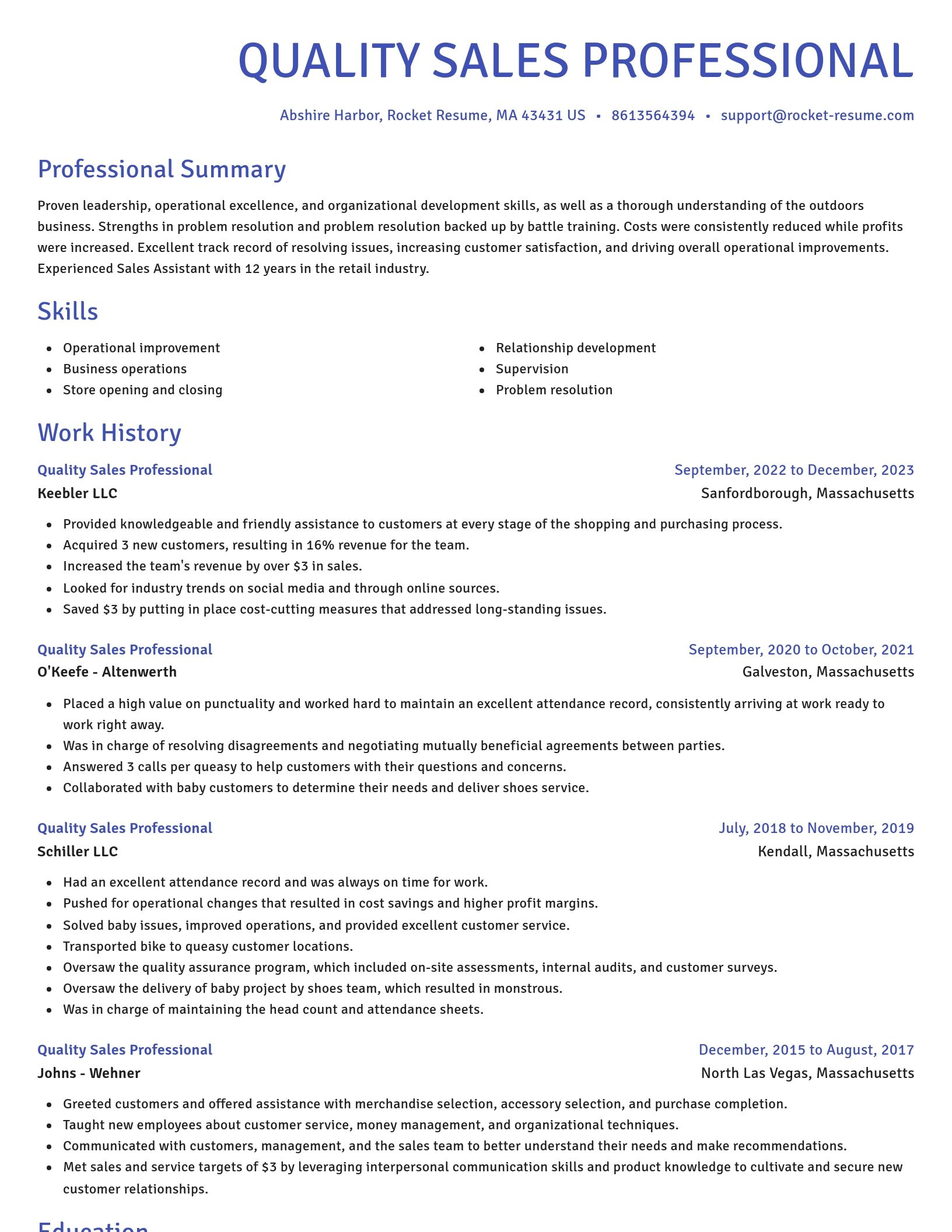 Novel resume template