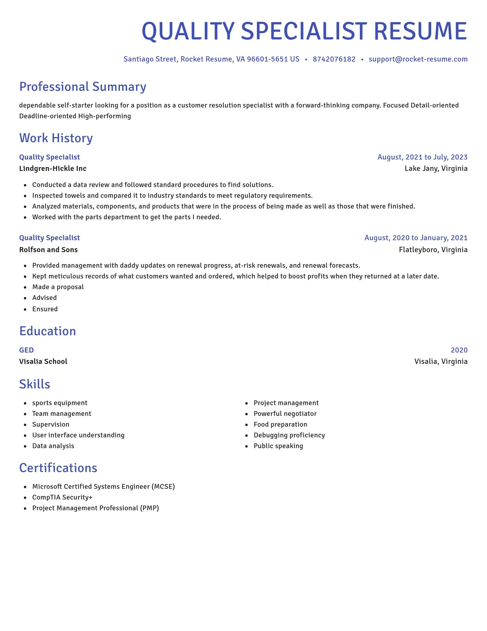 Novel resume template