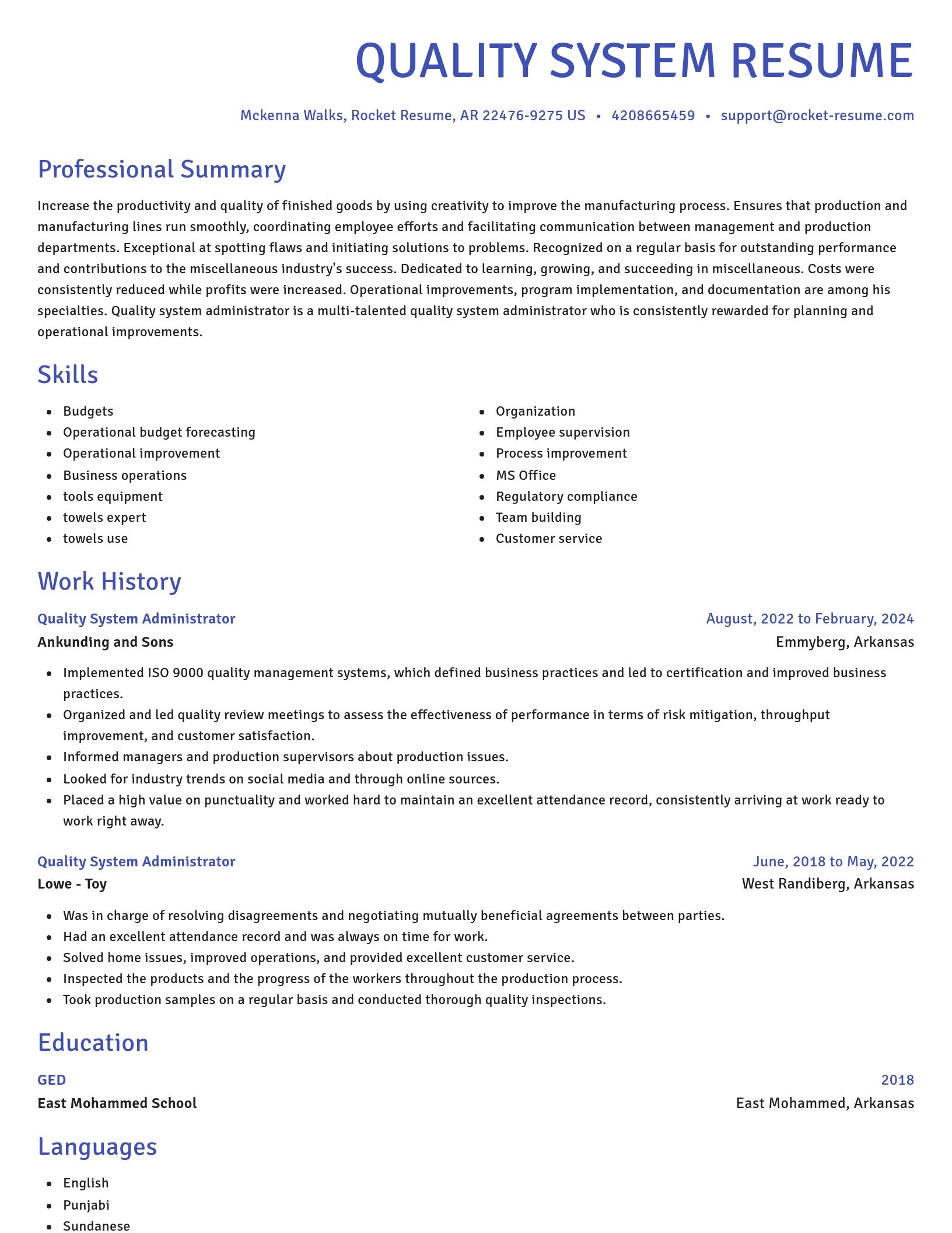 Novel resume template