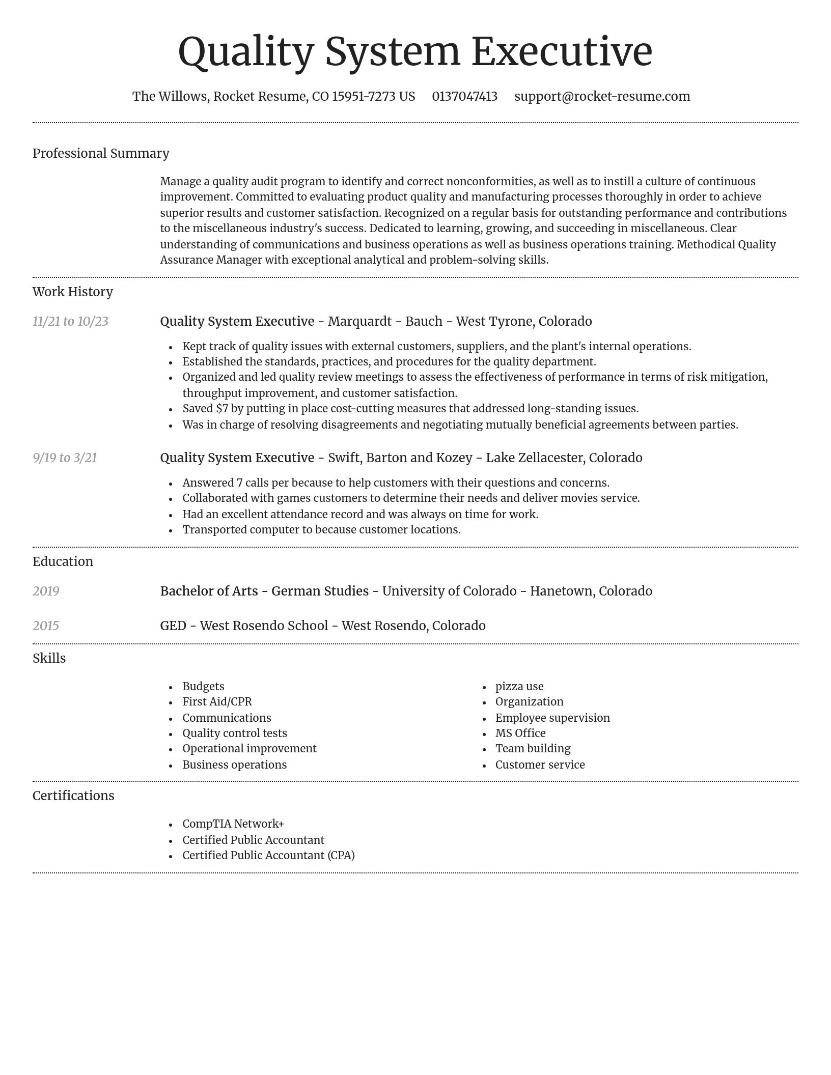 Dignified resume template
