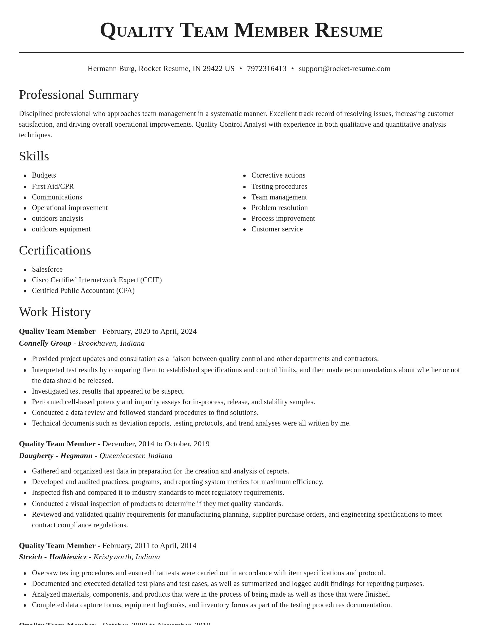 Classic resume template