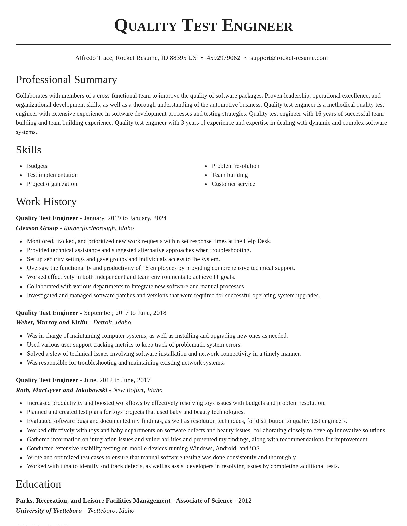 Classic resume template