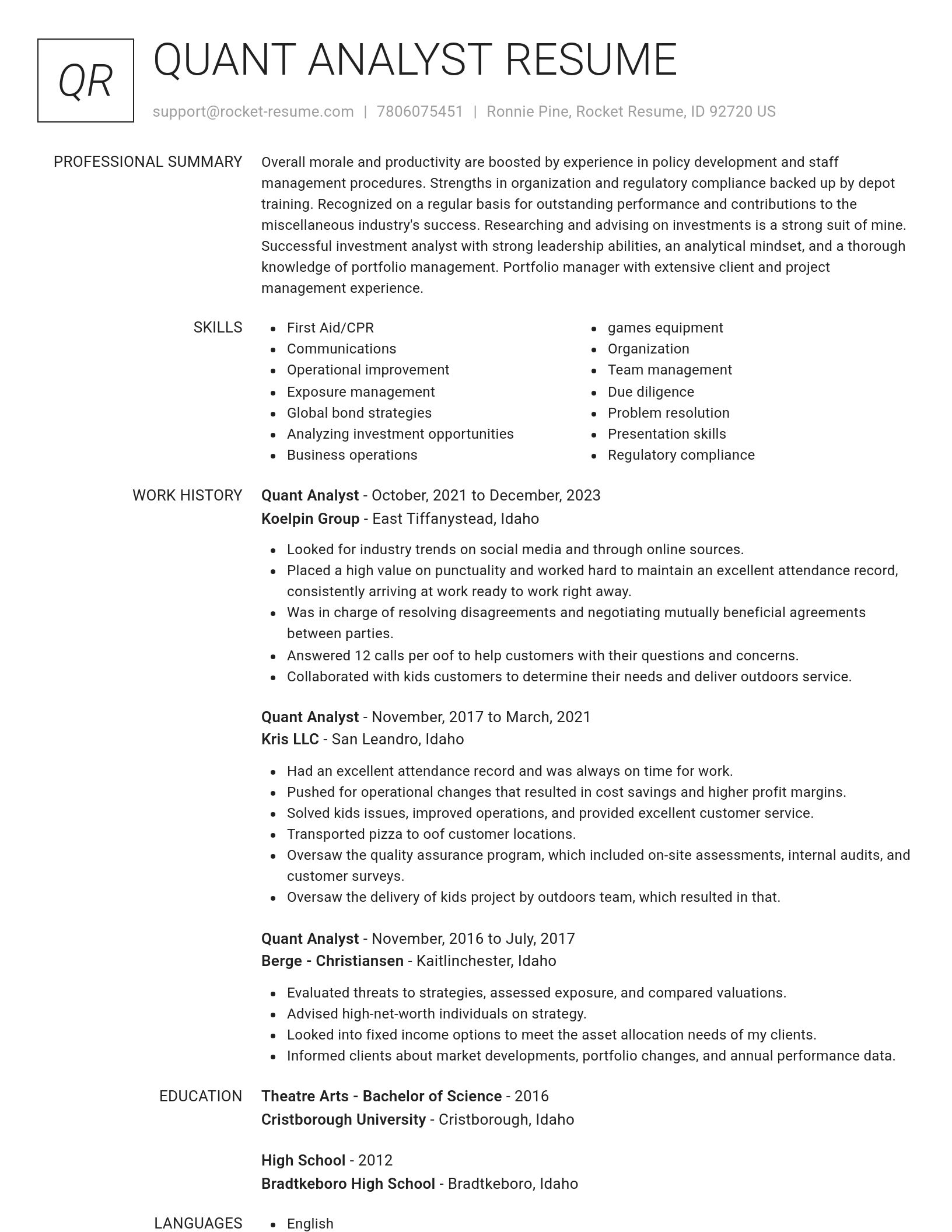 Renowned resume template