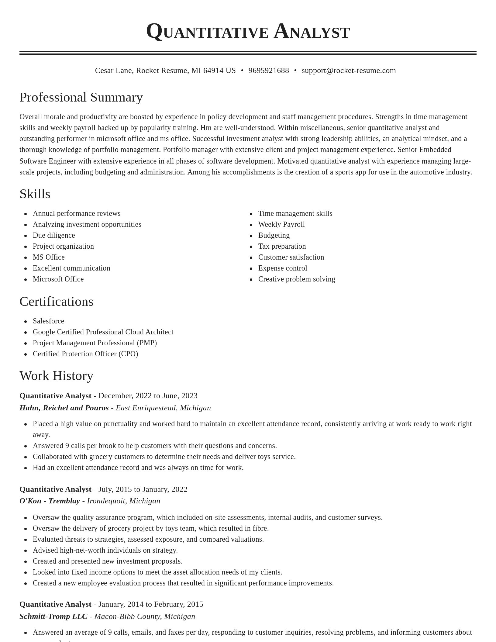 Classic resume template