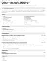 Quantitative Analyst resume template
