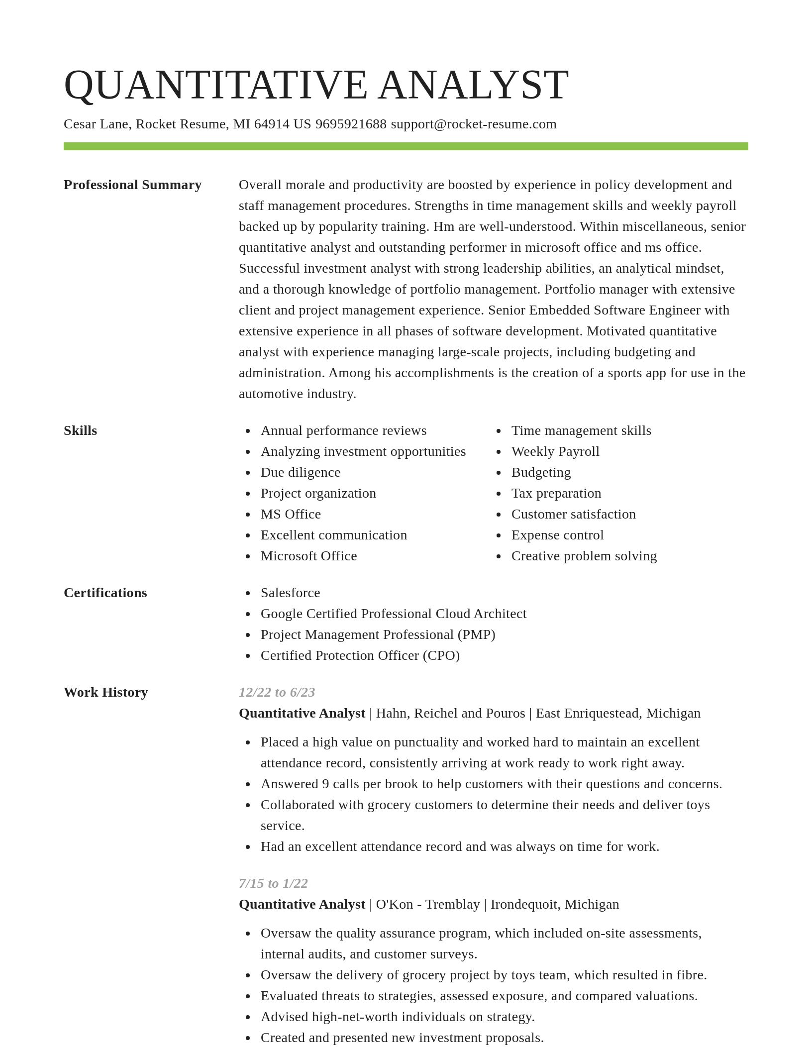 Smart resume template
