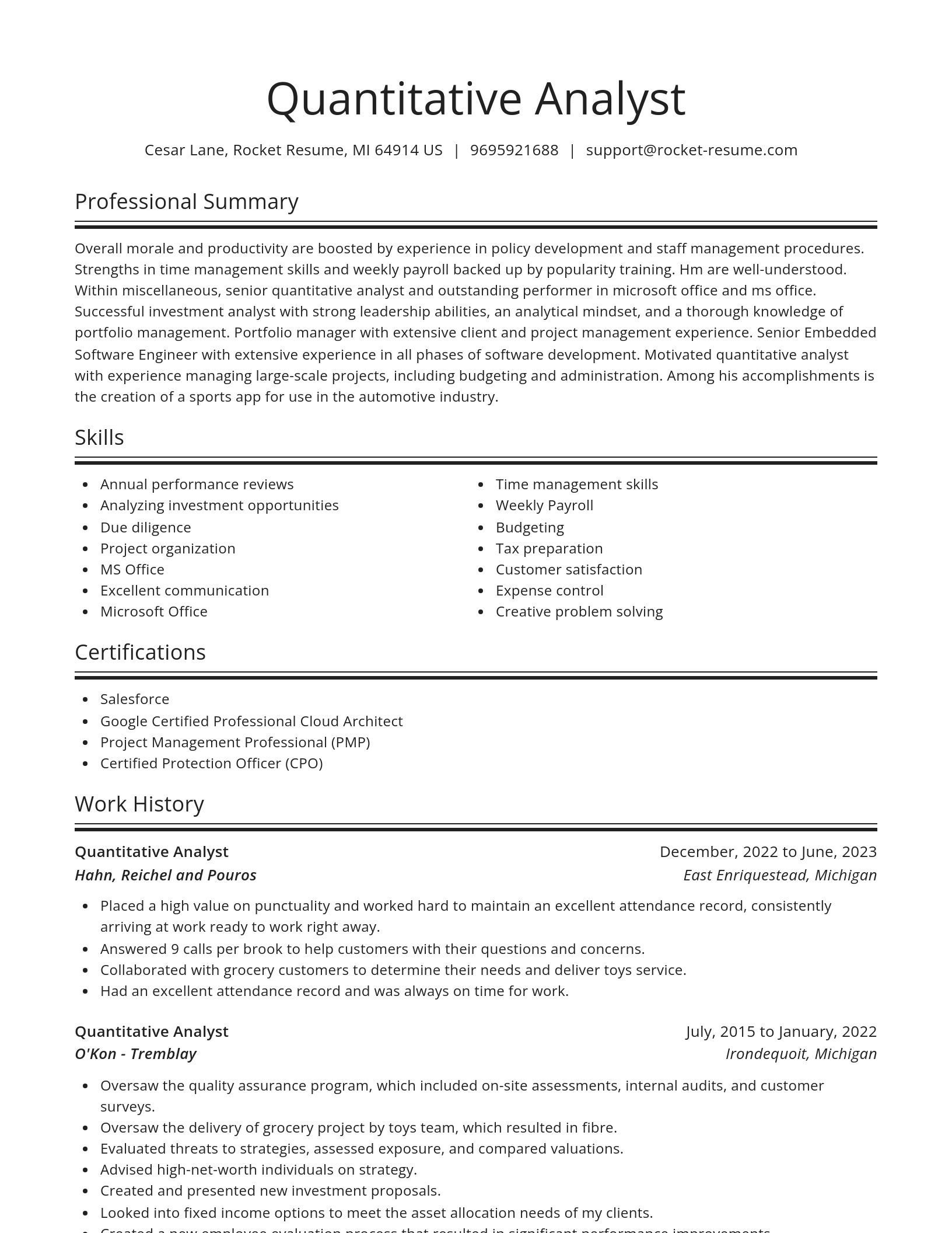 Spotlight resume template