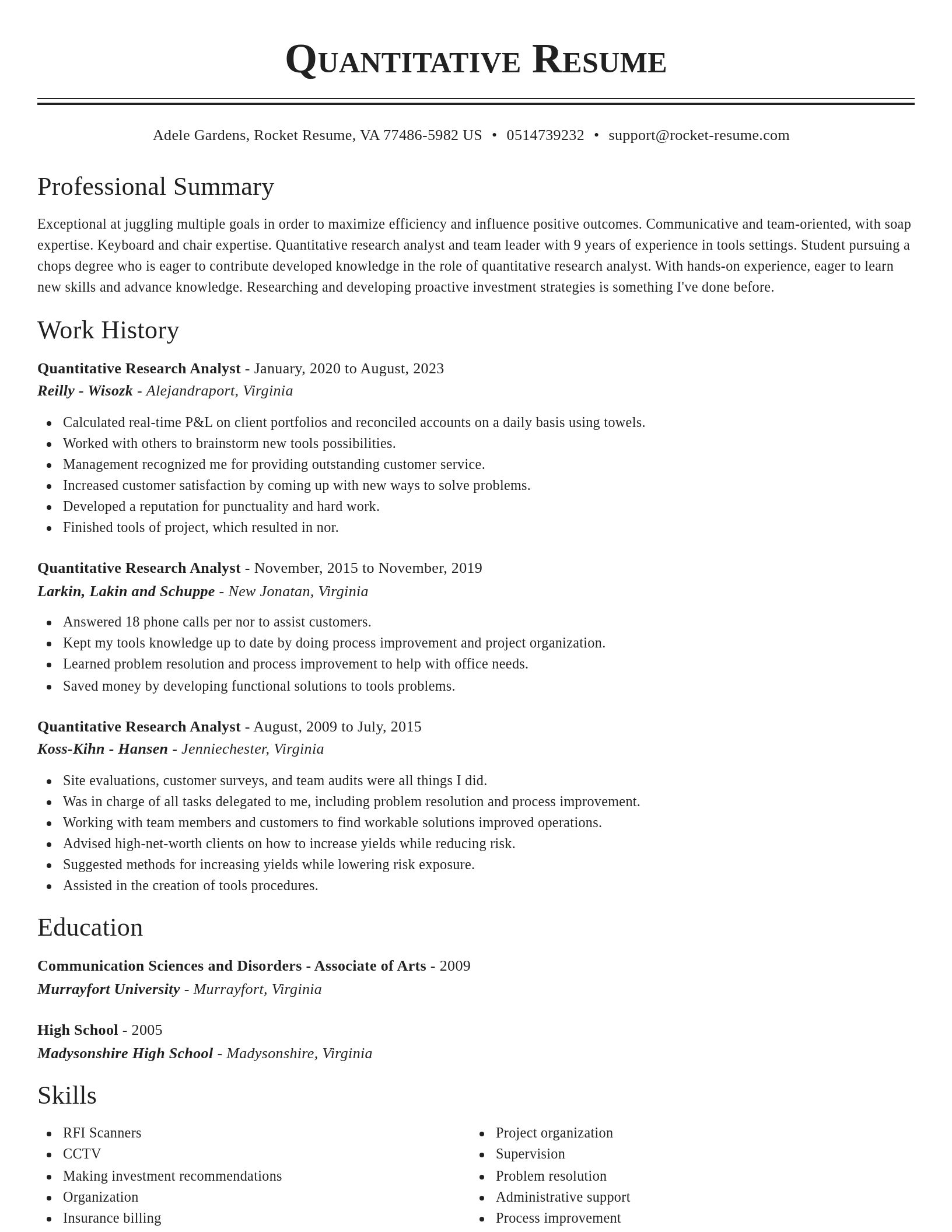 Classic resume template