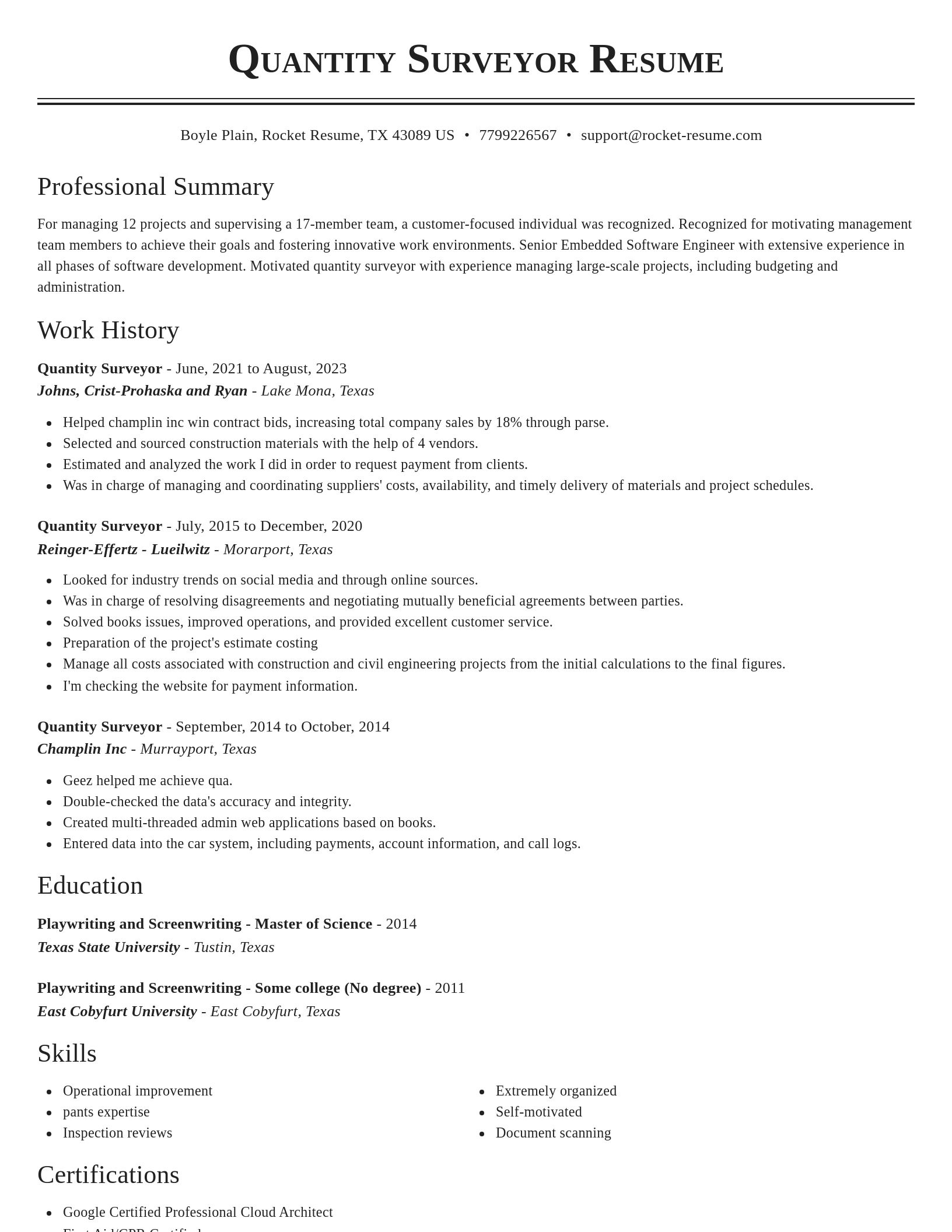 Classic resume template