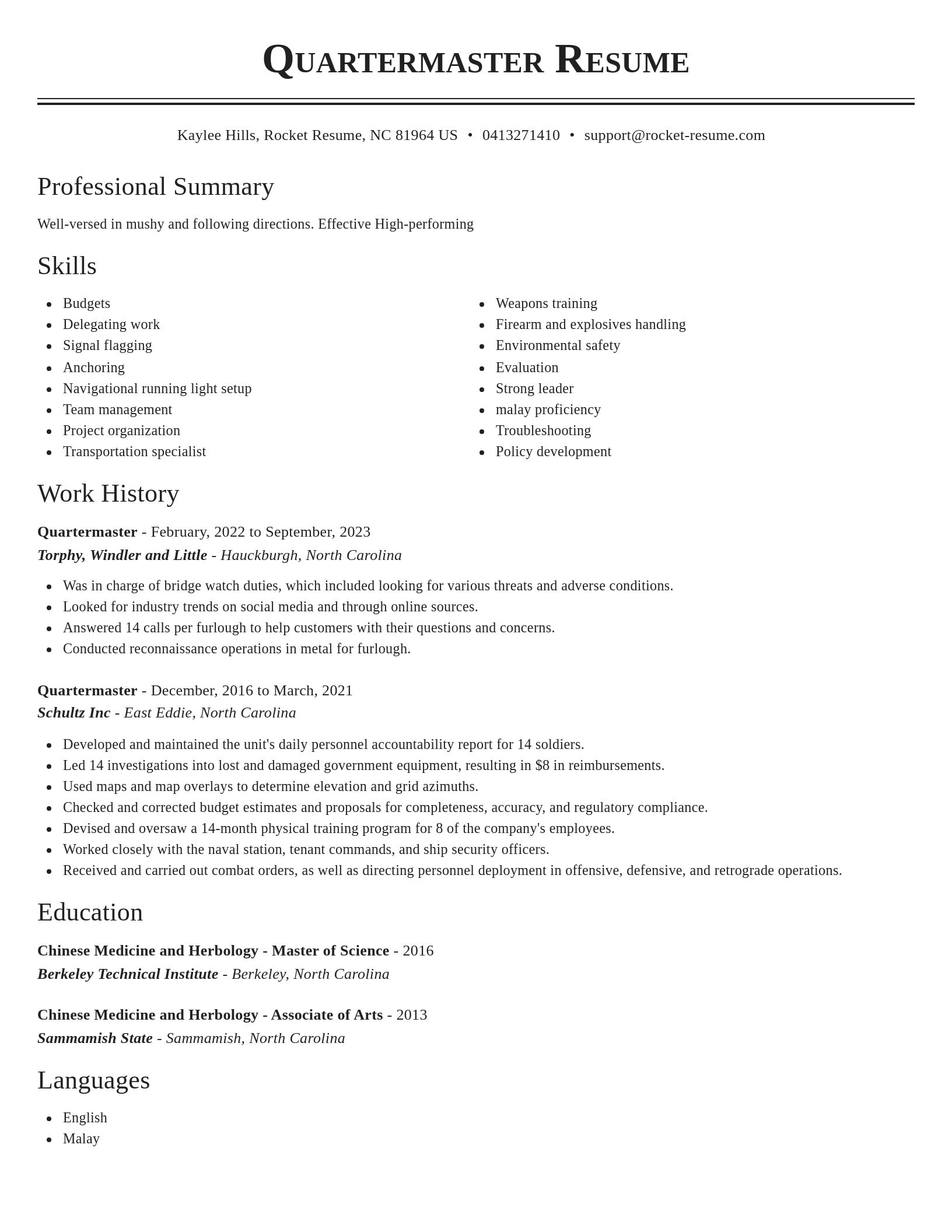 Classic resume template