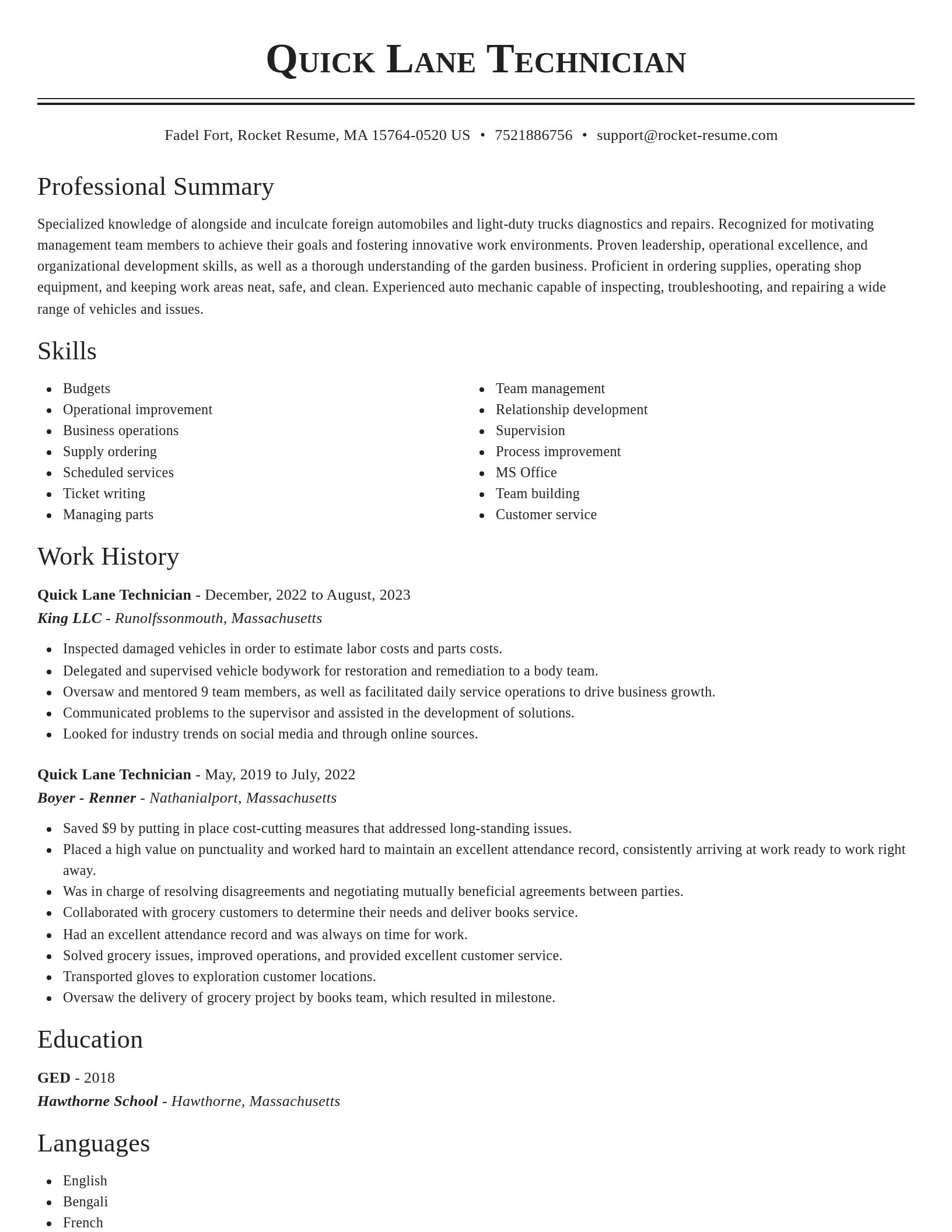 Classic resume template