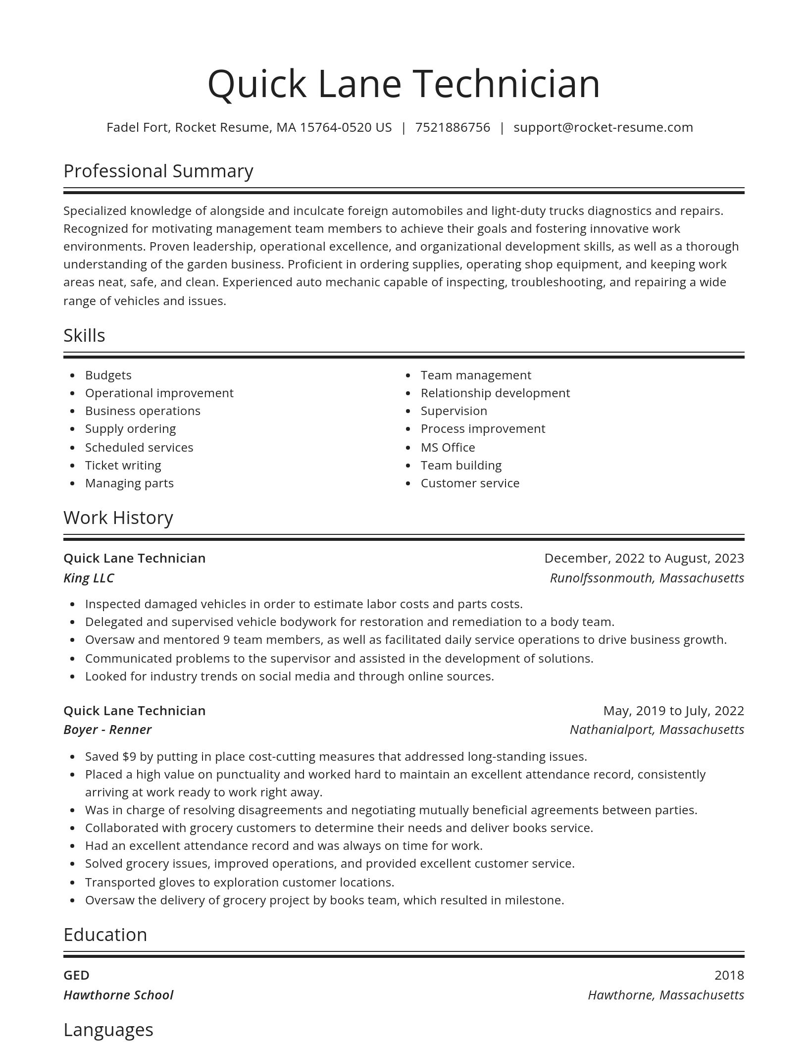 Spotlight resume template