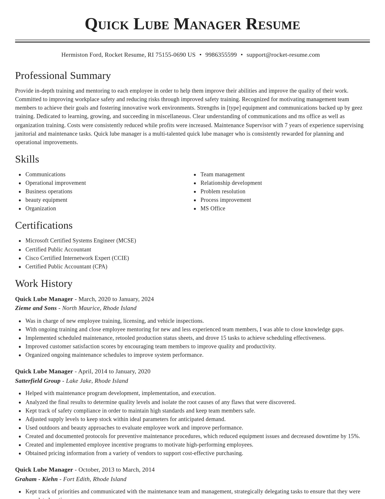 Classic resume template