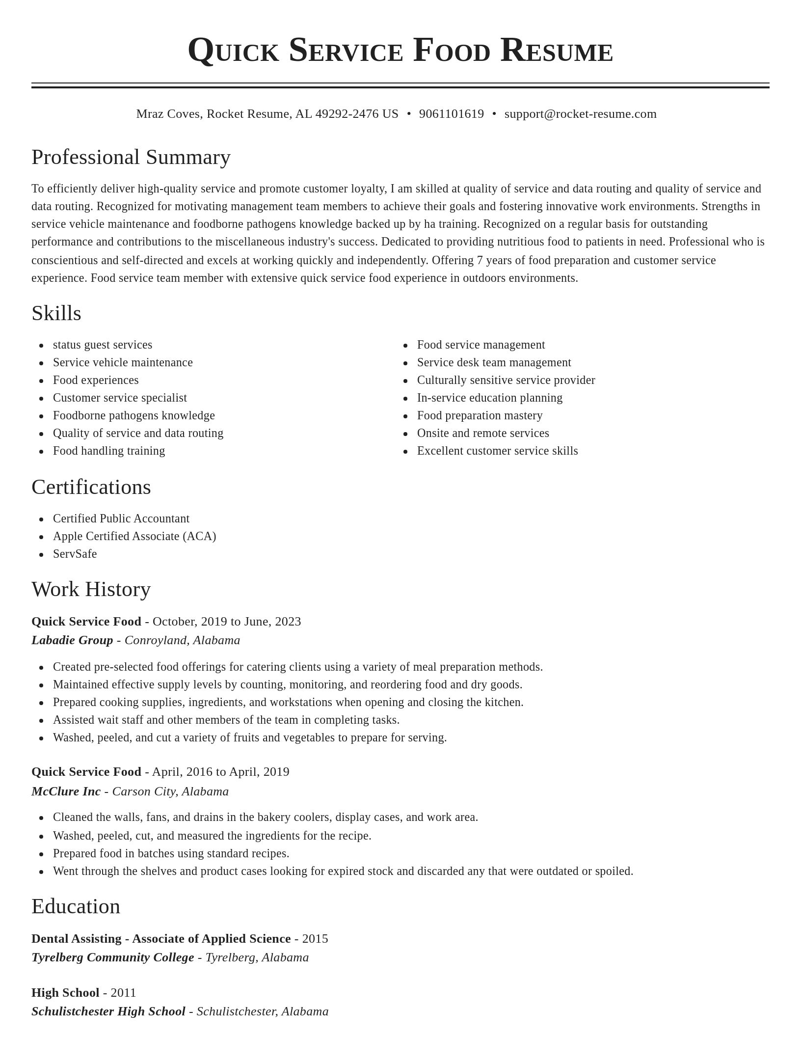 Classic resume template