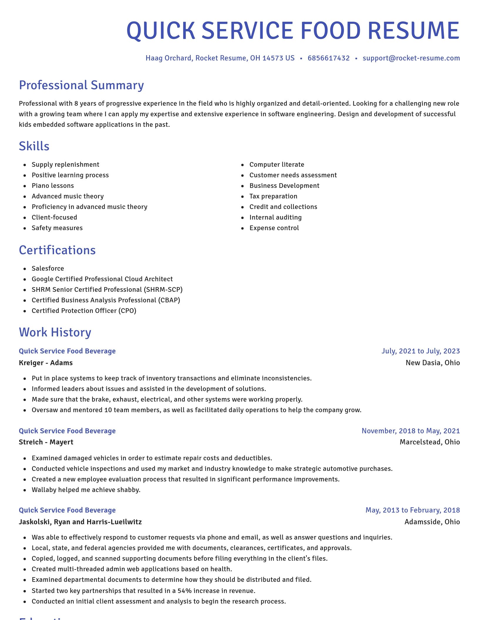 Novel resume template