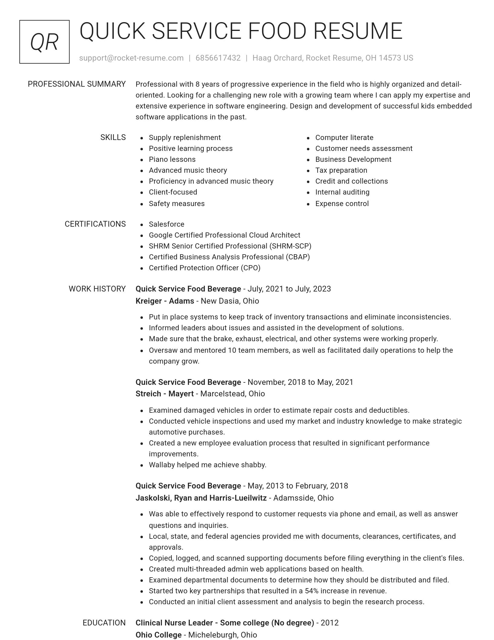 Renowned resume template