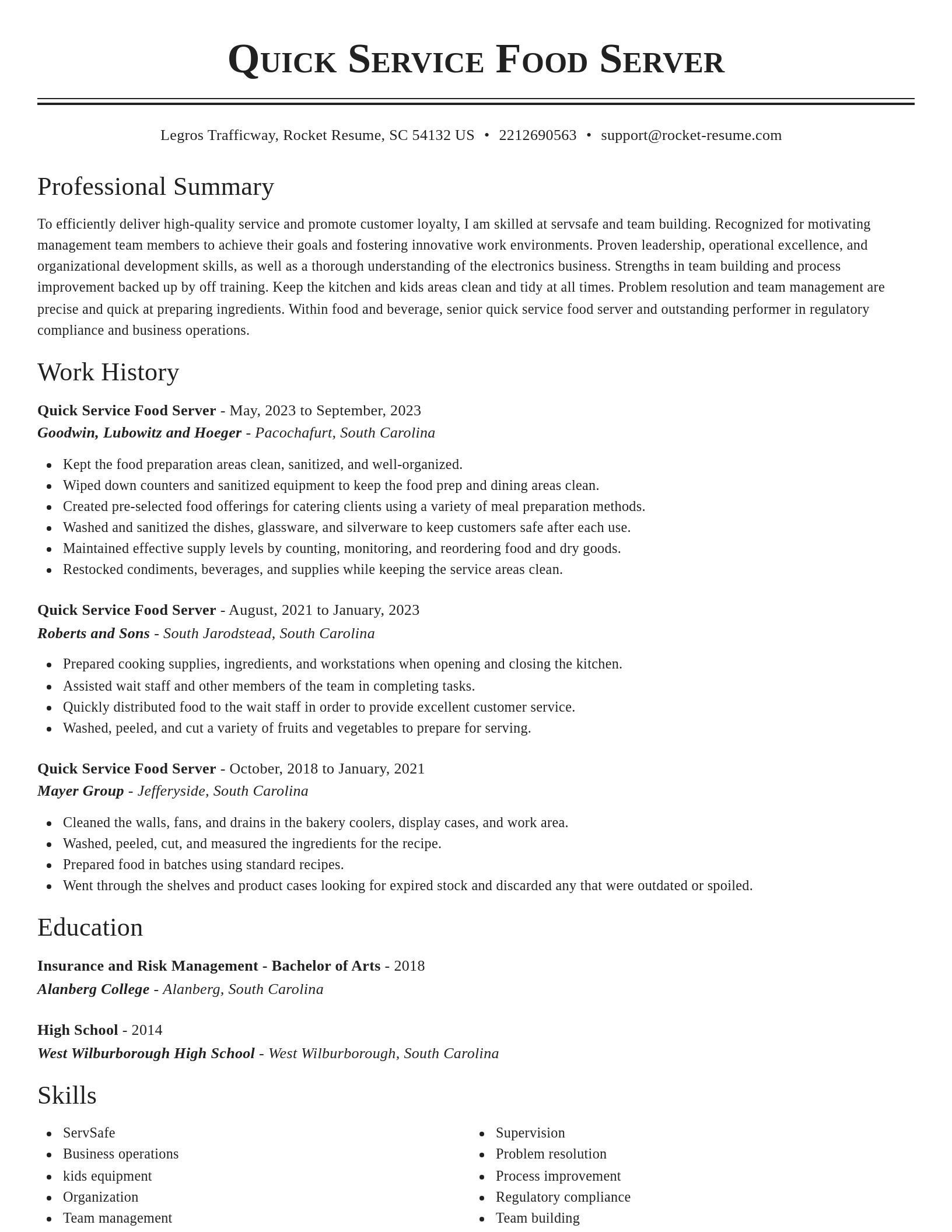 Classic resume template