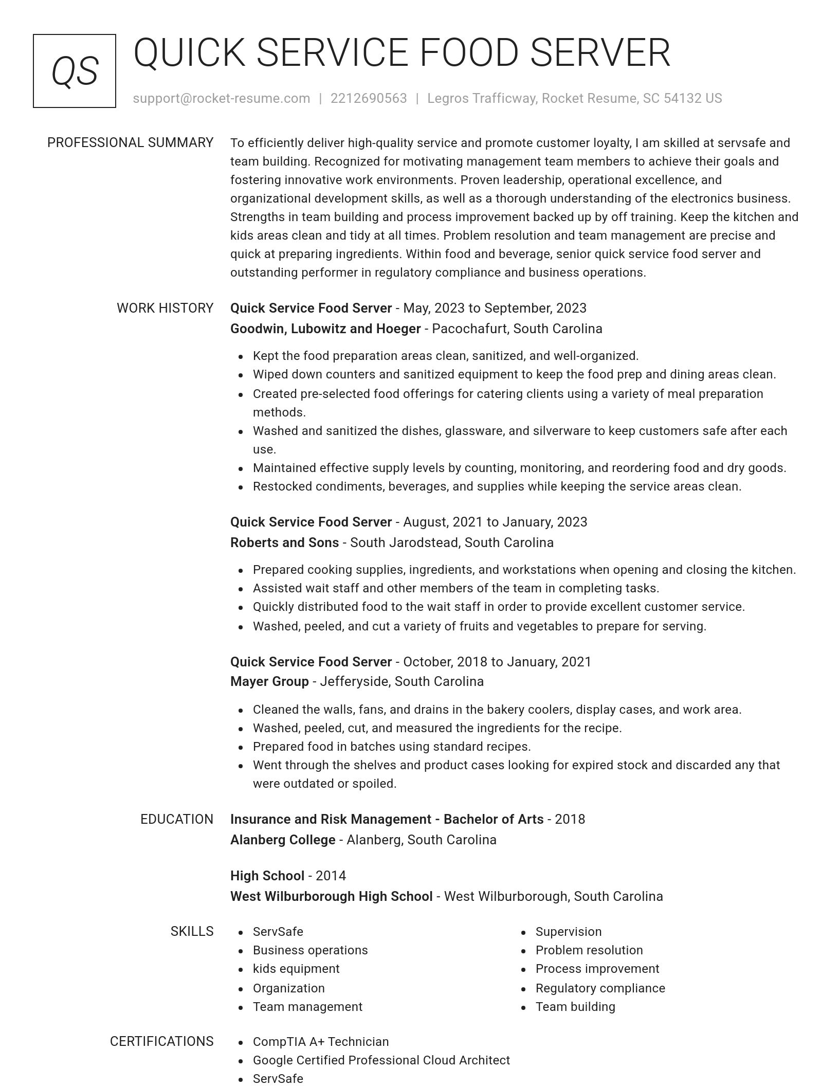 Renowned resume template
