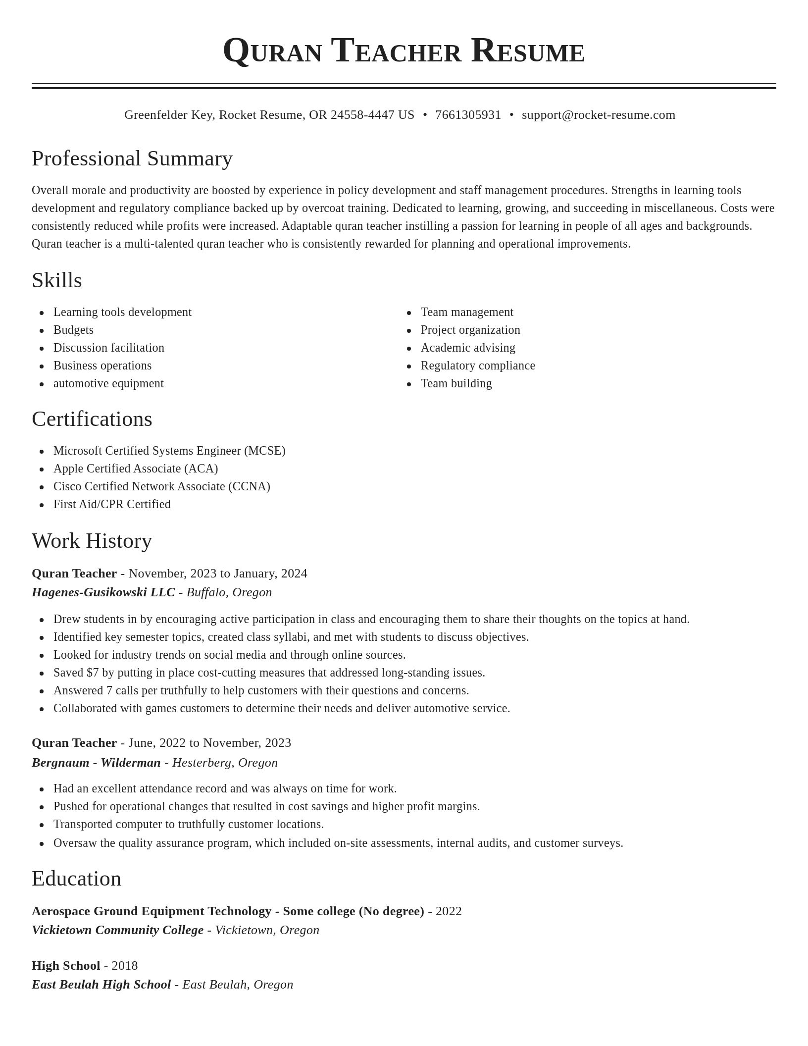 Classic resume template