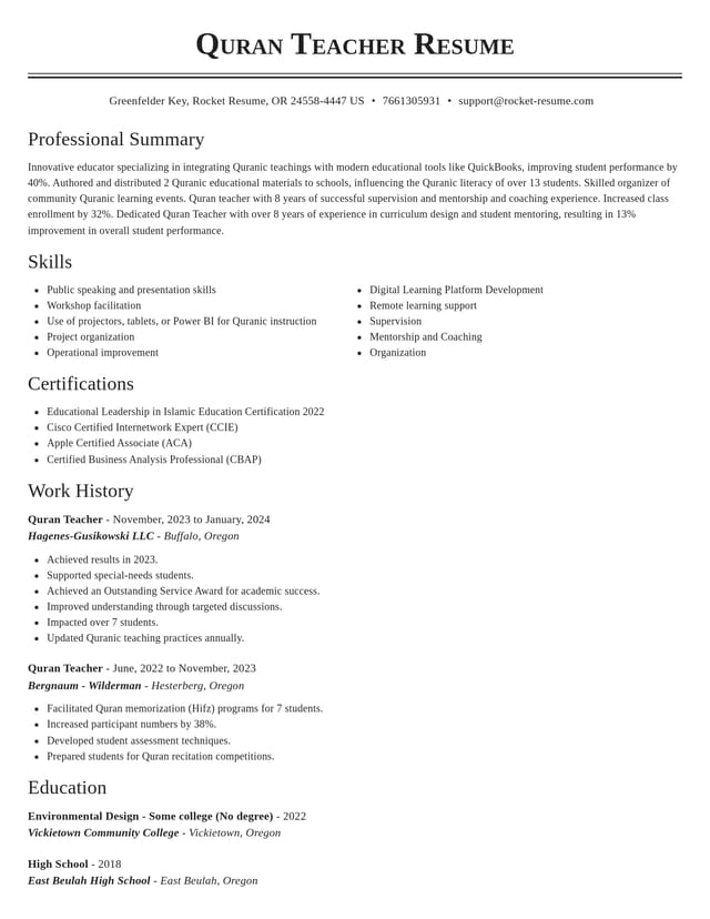 Classic resume template